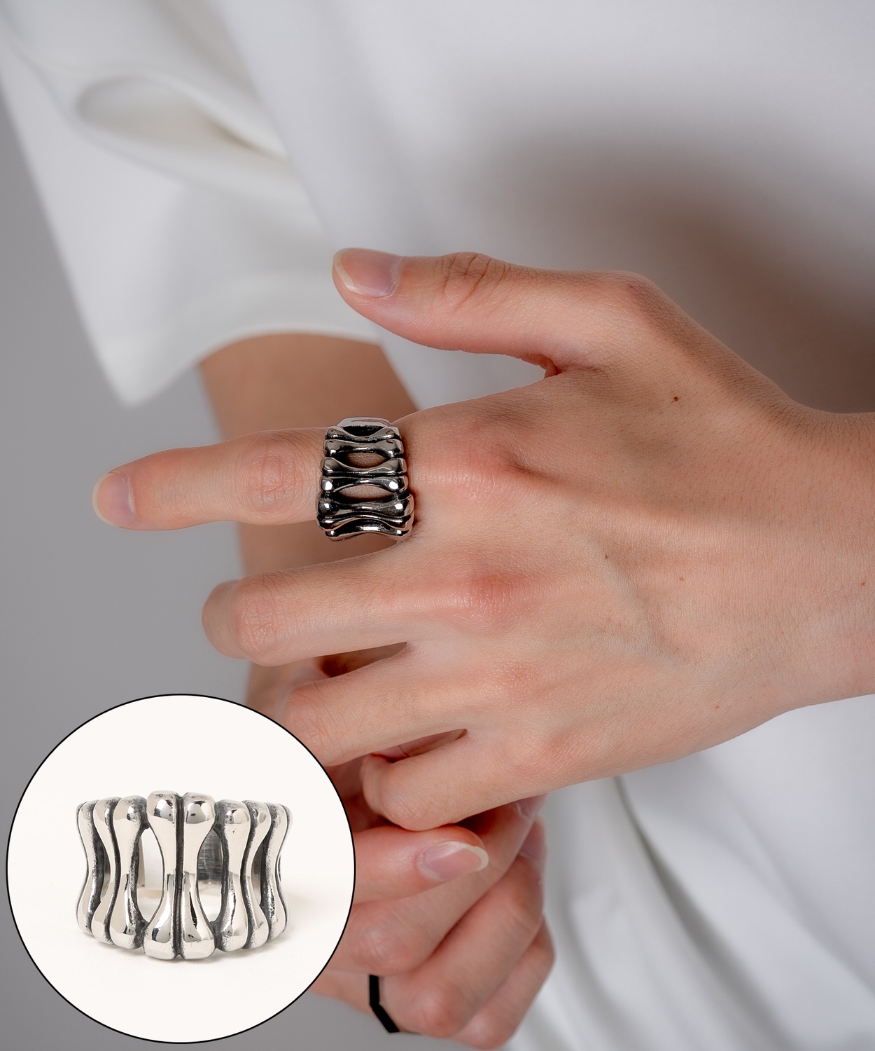 リング メンズ レディース 指輪 ワイドリング 大きい指輪 セレクト アメカジ カジュアル 古着MIX スケーター ストリート 韓国ファッション ブラック | improves | 01