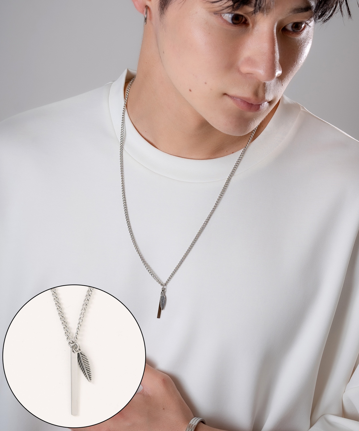 ネックレス メンズ 首飾り リングネックレス チャーム セレクト アメカジ カジュアル 古着MIX スケーター ストリート 韓国ファッション | improves | 01