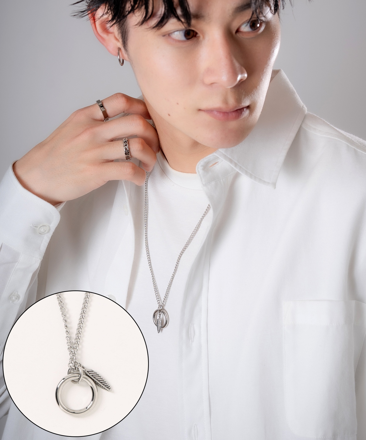 ネックレス メンズ 首飾り リングネックレス チャーム セレクト アメカジ カジュアル 古着MIX スケーター ストリート 韓国ファッション | improves | 05