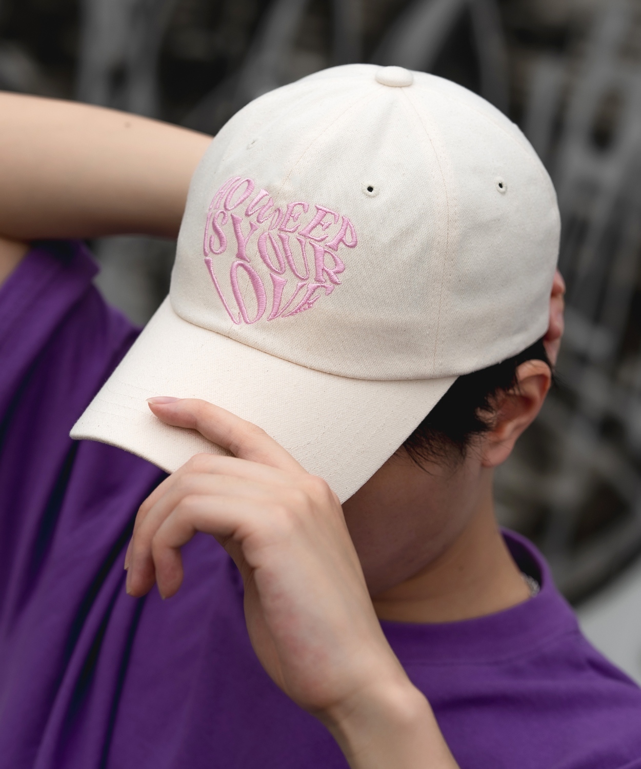 キャップ メンズ ハートロゴ 刺しゅう 帽子 セレクト アメカジ カジュアル 古着MIX スケーター ストリート 韓国ファッション ブラック オフホワイト ラベンダー | improves | 03