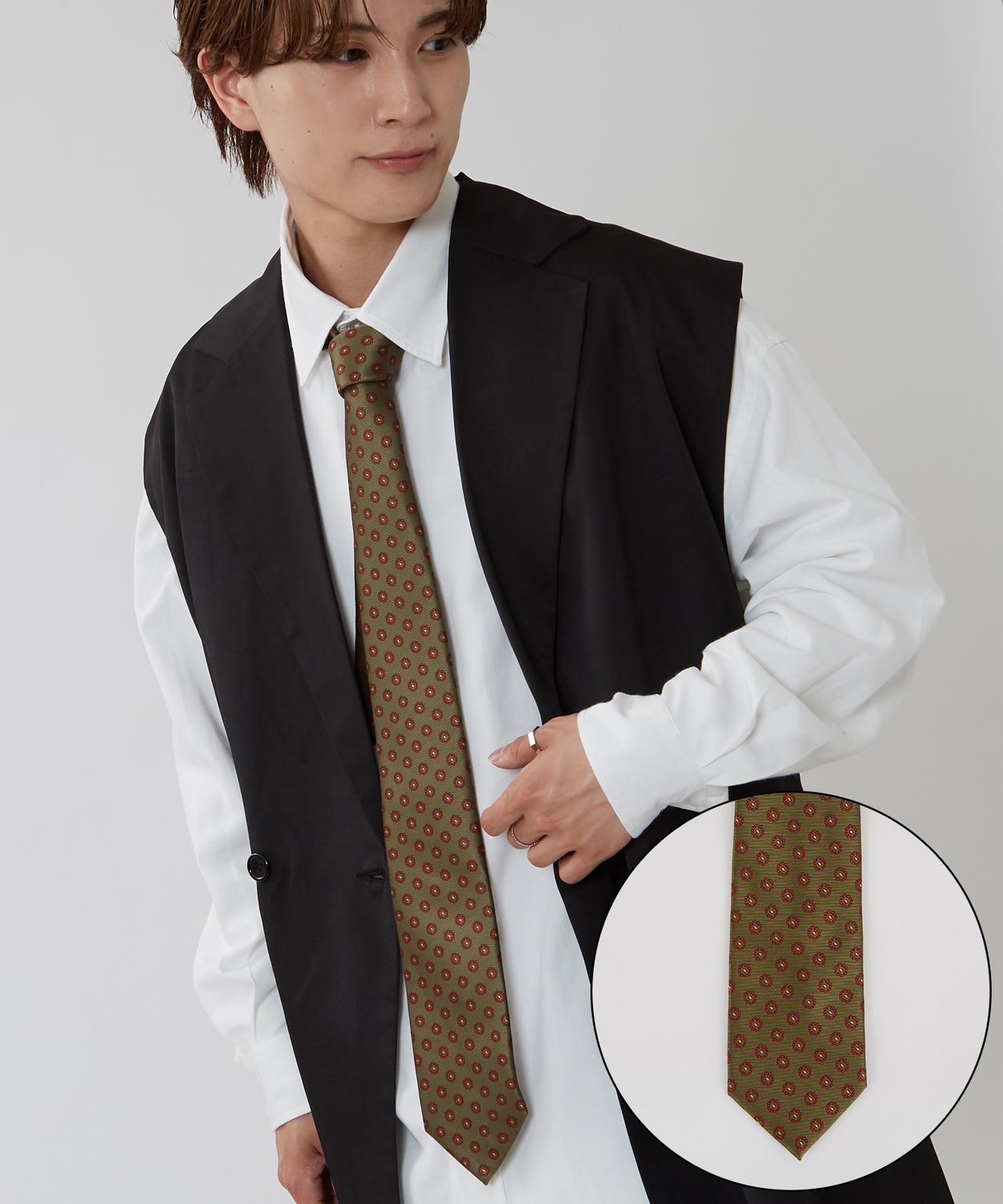 ネクタイ メンズ 総柄 小紋 タイ シンプル きれいめ ビジネス ベーシック トラッド セレクト アメカジ カジュアル 古着MIX 韓国ファッション | improves | 02