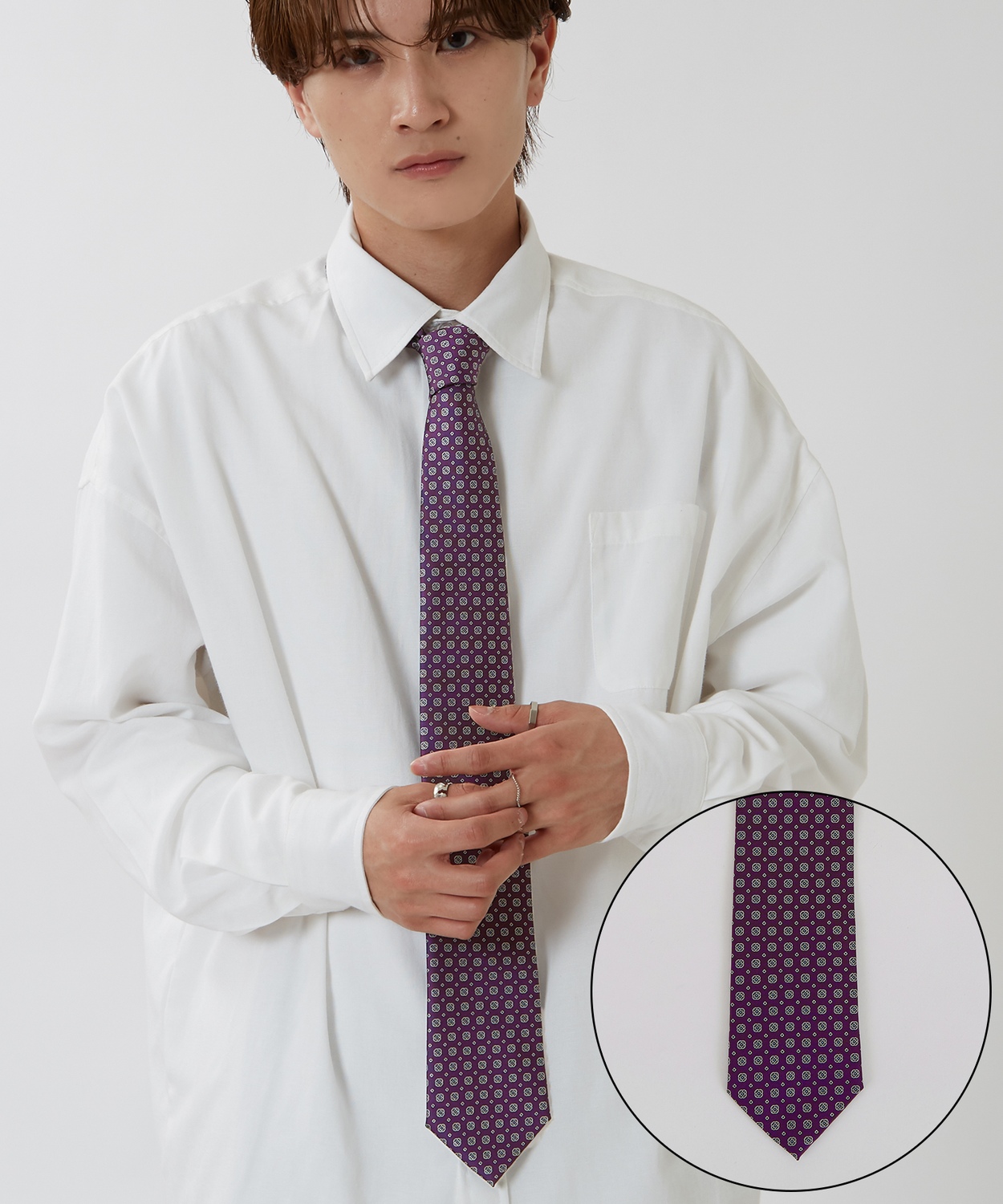 ネクタイ メンズ 総柄 小紋 タイ シンプル きれいめ ビジネス ベーシック トラッド セレクト アメカジ カジュアル 古着MIX 韓国ファッション | improves | 03