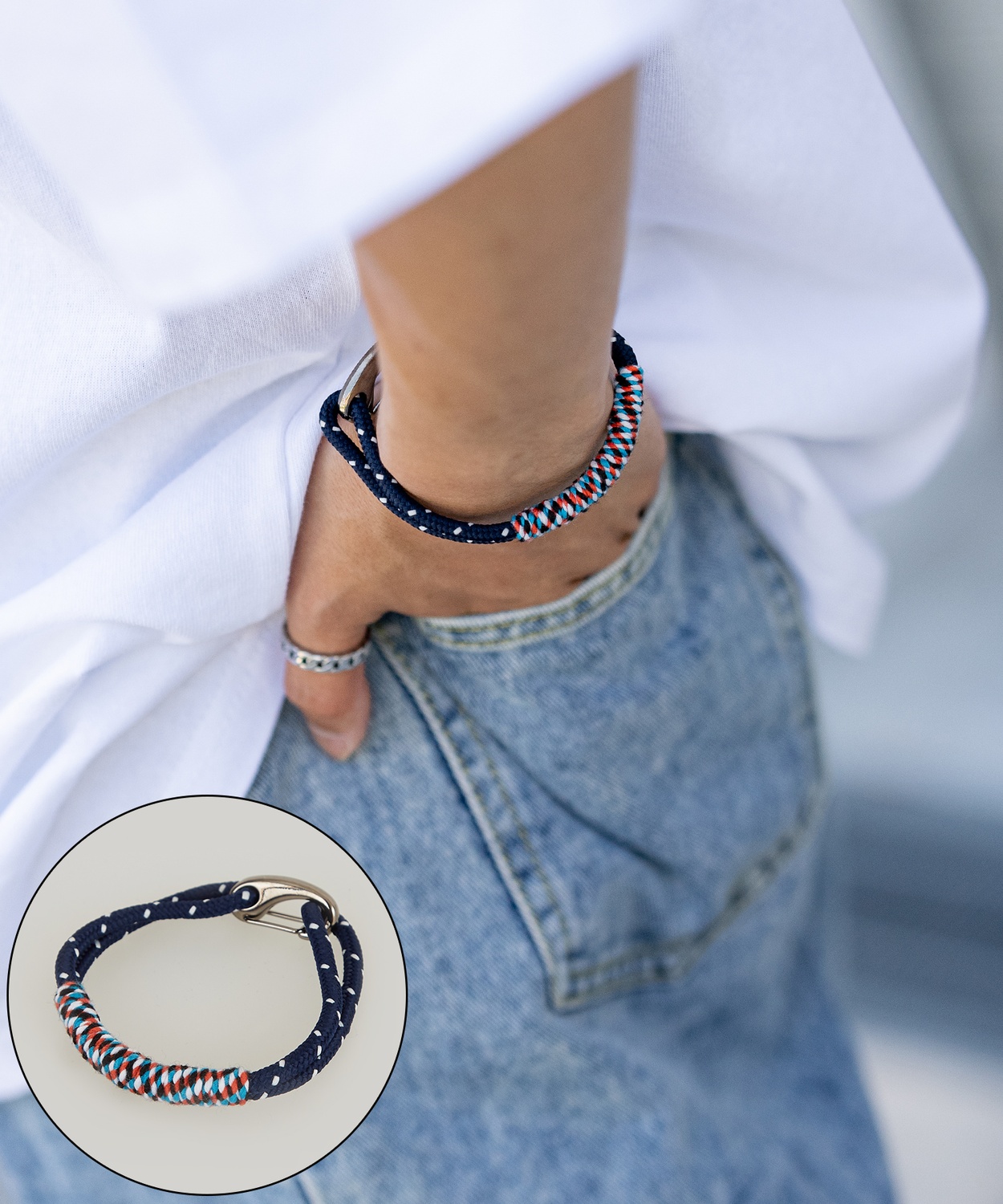 ブレスレット メンズ カラビナブレスレット 大人カジュアル アメカジ カジュアル ストリート 古着MIX 韓国ファッション | improves | 01