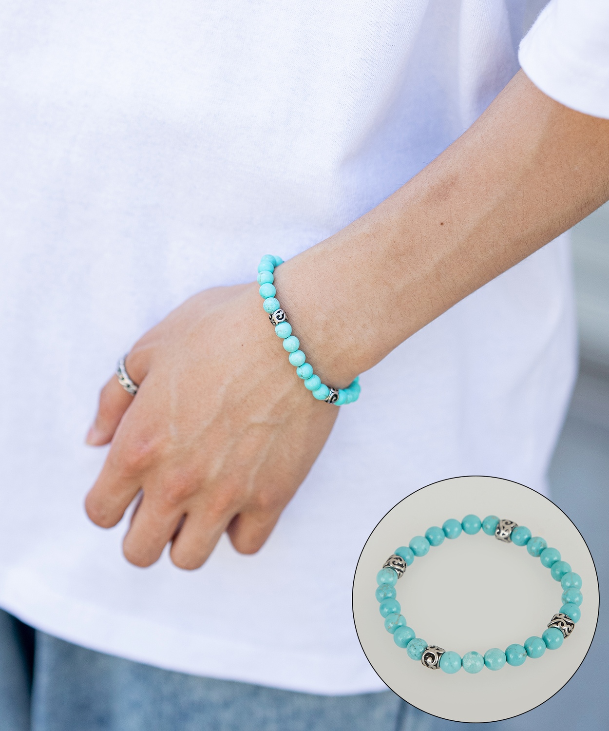 ブレスレット メンズ ビーズ 数珠 大人カジュアル アメカジ カジュアル ストリート 古着MIX 韓国ファッション | improves | 03