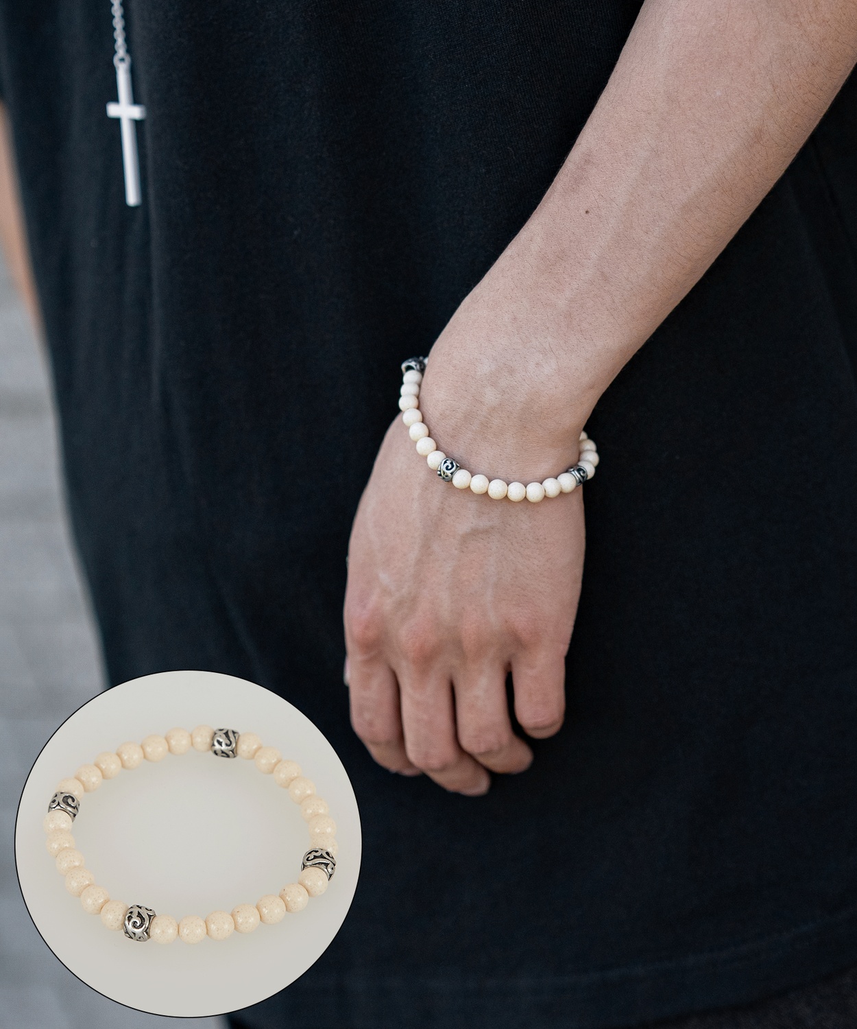 ブレスレット メンズ ビーズ 数珠 大人カジュアル アメカジ カジュアル ストリート 古着MIX 韓国ファッション | improves | 04