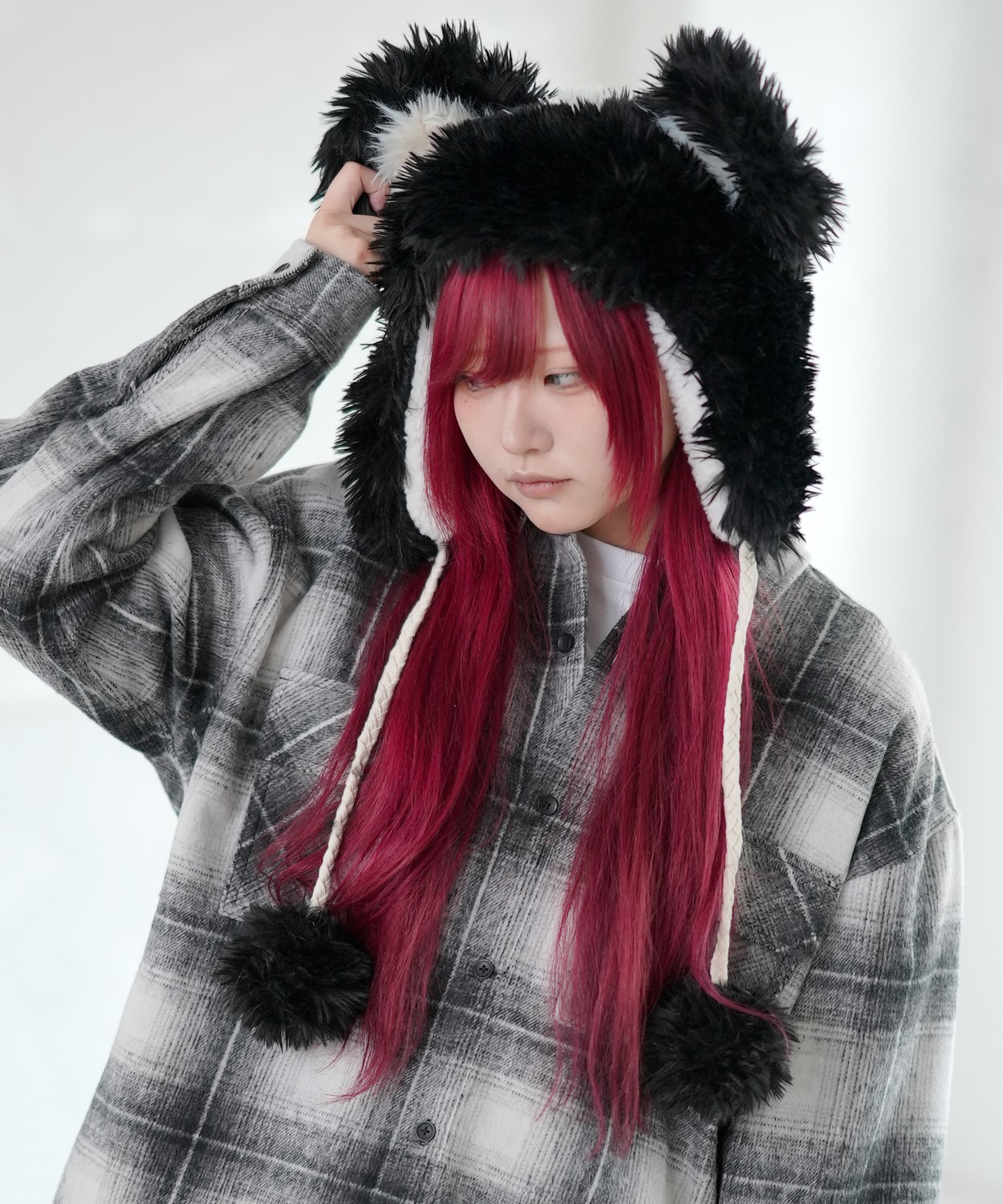 キャップ メンズ ユニセックス 耳付き ボアキャップ ストリート 原宿系 古着MIX 韓国ファッション アイボリー ブラック ベージュ | improves | 01