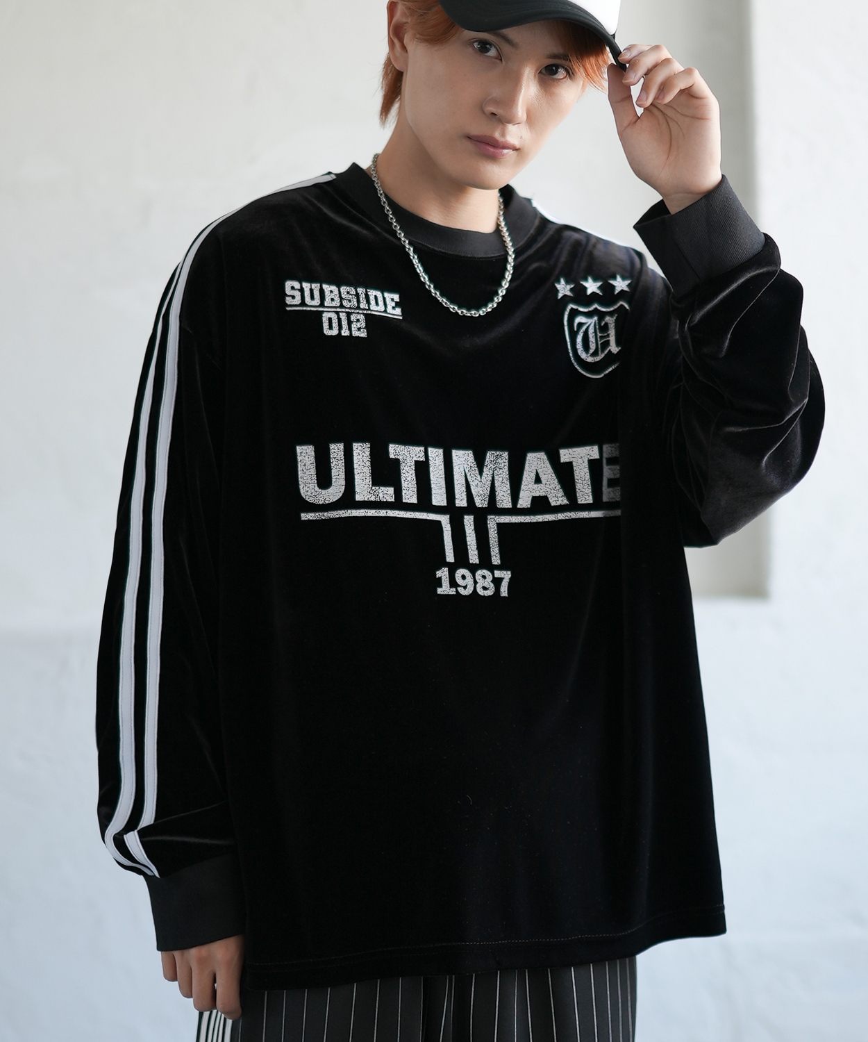 improves（インプローブス） 長袖Tシャツ メンズ ベロア プリント