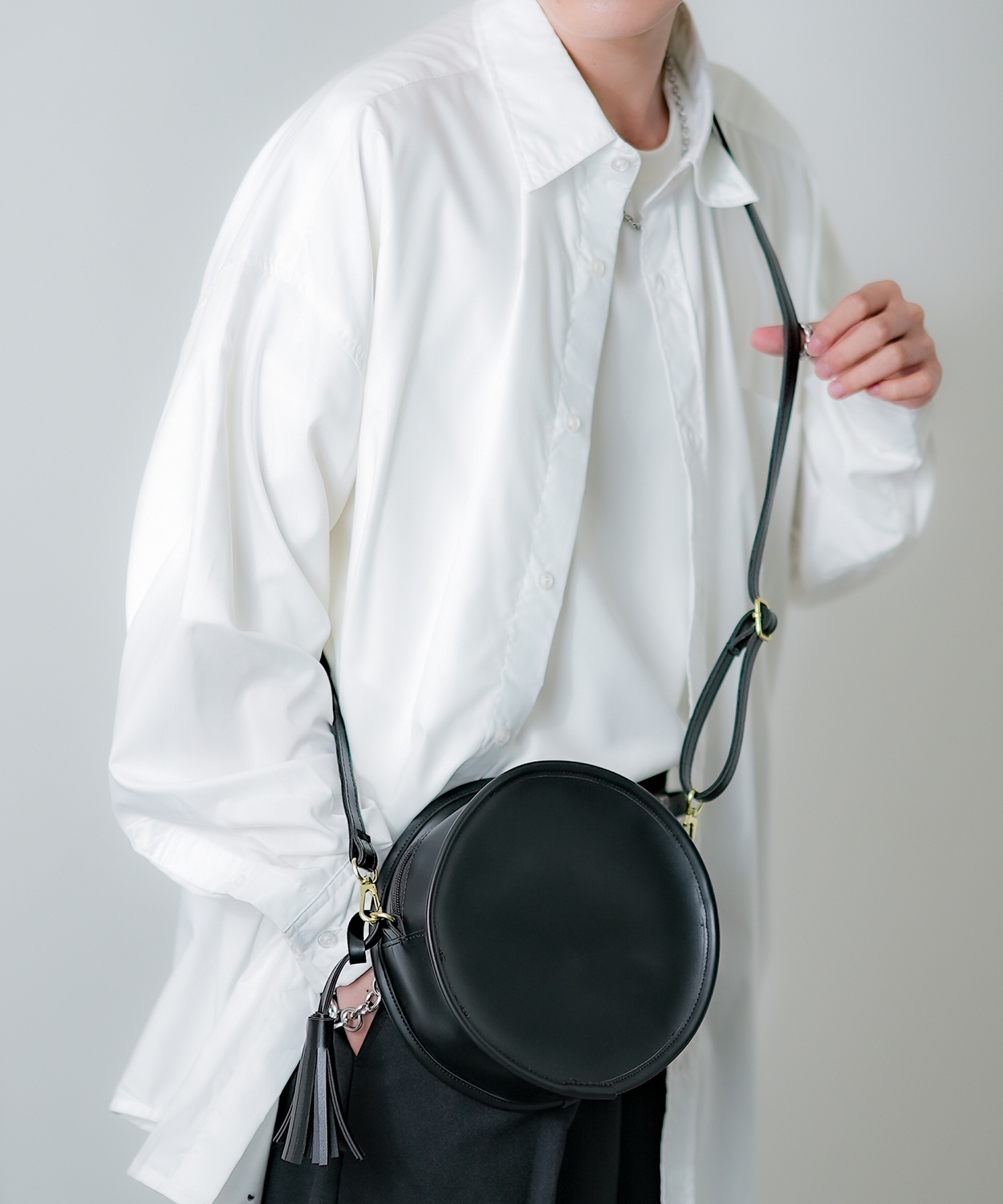 ショルダーバッグ メンズ シンセティックレザー PUレザー 合成皮革 カバン 鞄 通学 通勤 旅行 ストリート カジュアル 古着MIX 韓国ファッション ブラック | improves | 01