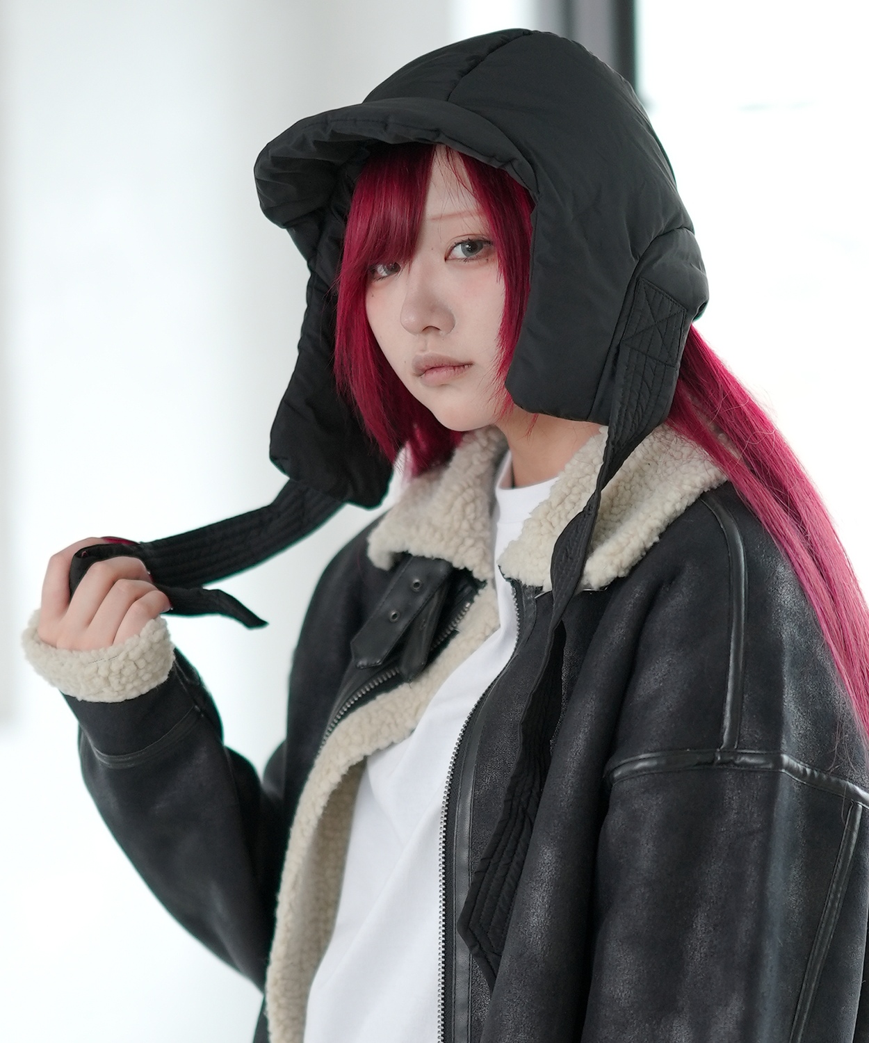 フライトキャップ メンズ ユニセックス 中綿入り 耳当て キャップ ストリート 原宿系 古着MIX 韓国ファッション ブラック ホワイト ベージュ | improves | 01