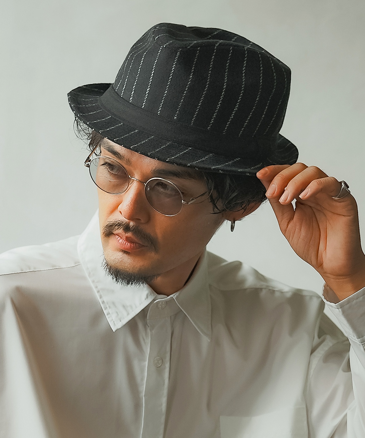 ハット メンズ 中折 ストライプ柄 帽子 セレクト トラディショナル 大人カジュアル キレイめ シンプル ベーシック アメカジ 古着MIX 韓国ファッション | improves | 02