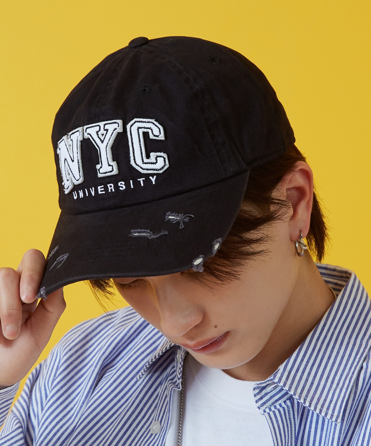キャップ メンズ 帽子 刺しゅう ベースボール New York ロゴ  ローキャップ スケーター ストリート アメカジ カジュアル 韓国ストリート Y2K | improves | 02