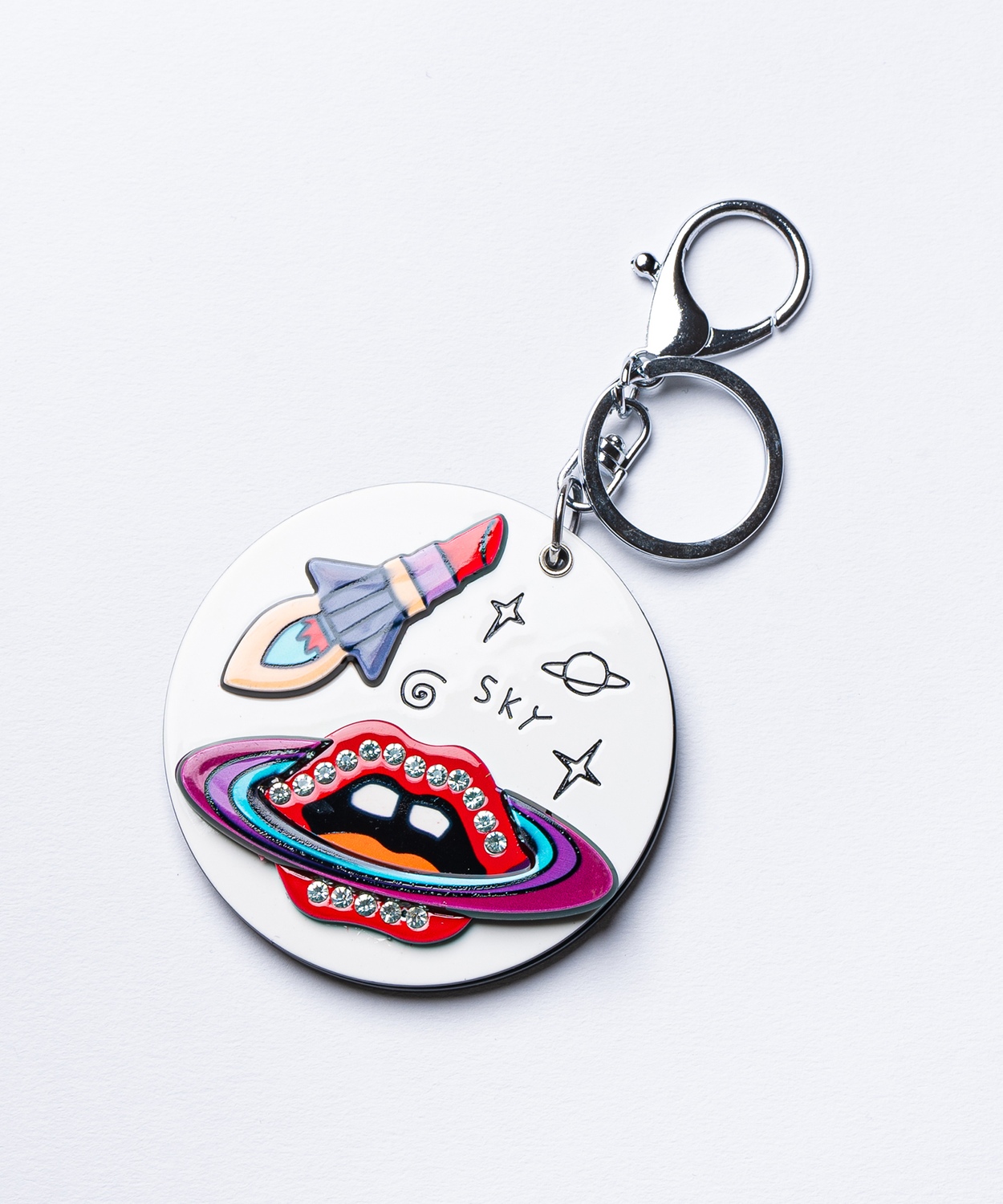 ミラーキーホルダー 鏡 コンパクト スライド アクリル キーリング チャーム 唇 ポップコーン 香水 宇宙 Y2K ストリート ポップ 雑貨 ギフト | improves | 01
