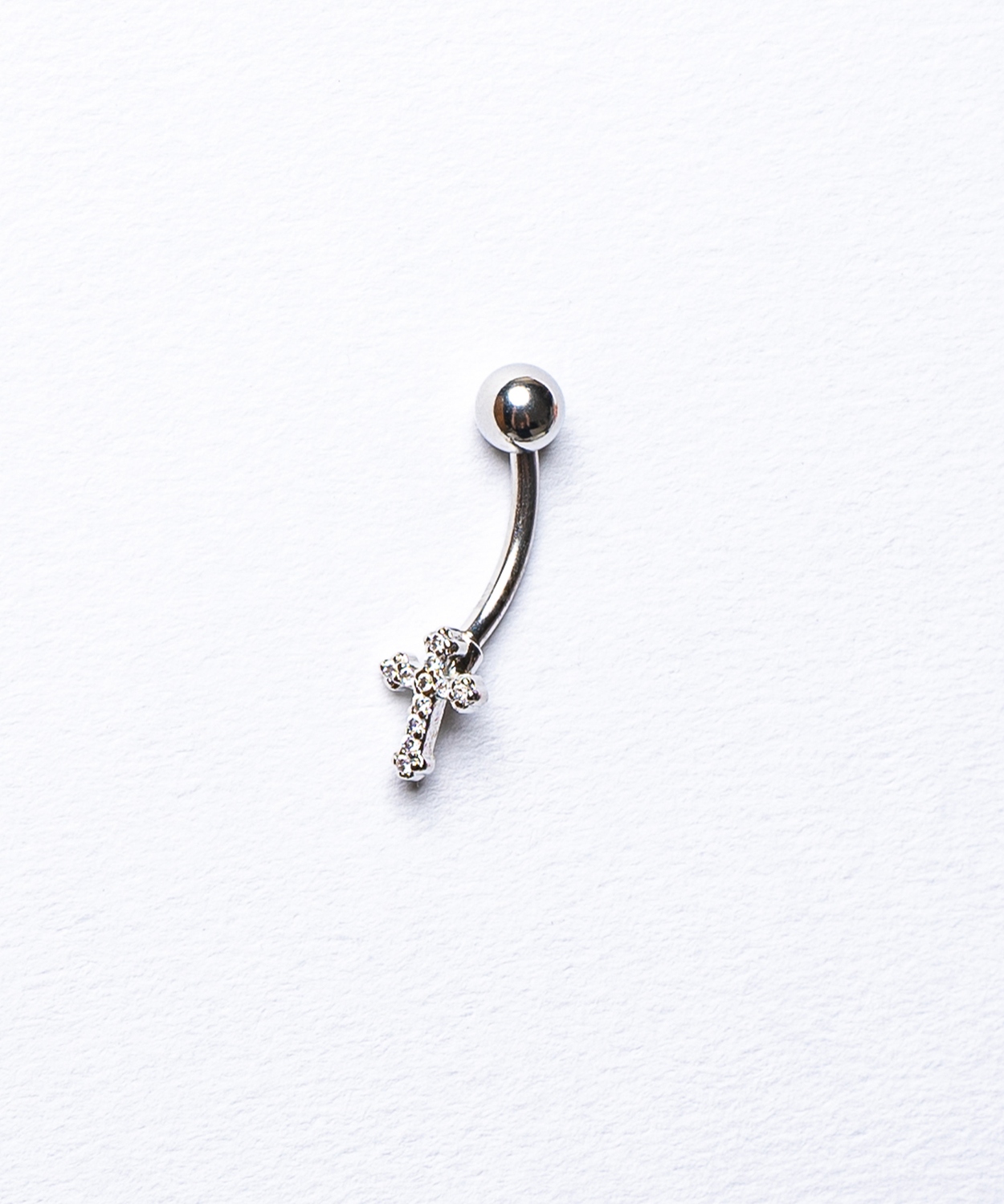 サージカルステンレス ボディピアス 十字架 クロス 1粒 シルバー ビジュー 軟骨 へそ 眉 シンプル 華奢 メンズ レディース | improves | 01