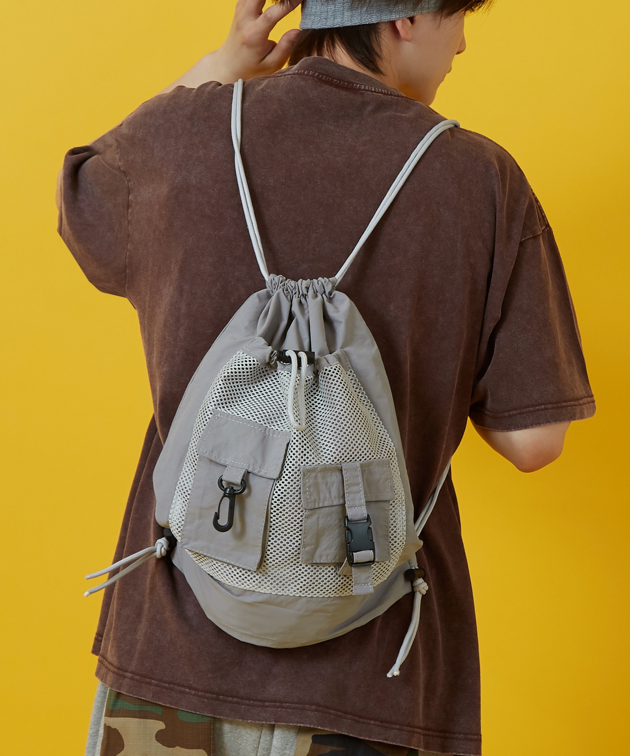 リュック メンズ 軽量 ミニ バッグ ナップサック 鞄 通勤 旅行 ユーティリティ メッシュ ポケット きれいめ カジュアル 古着MIX 韓国 Y2K | improves | 02