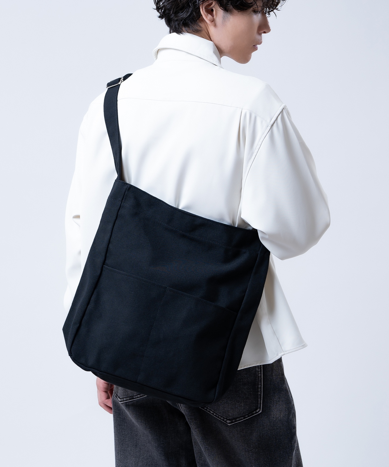 ショルダーバッグ メッセンジャーバッグ メンズ レディース キャンバス 帆布 無地 ニュースペーパーバッグ 肩掛け 斜めがけ ビッグショルダー カバン 鞄 | improves | 02