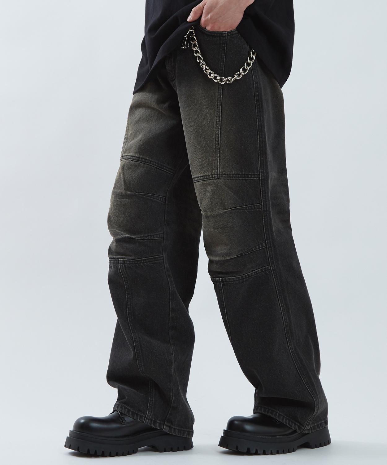 デニムパンツ メンズ ワイドジーンズ Tシャツ アメカジ カジュアル スケーター ストリート 韓国 ノームコア | improves | 02