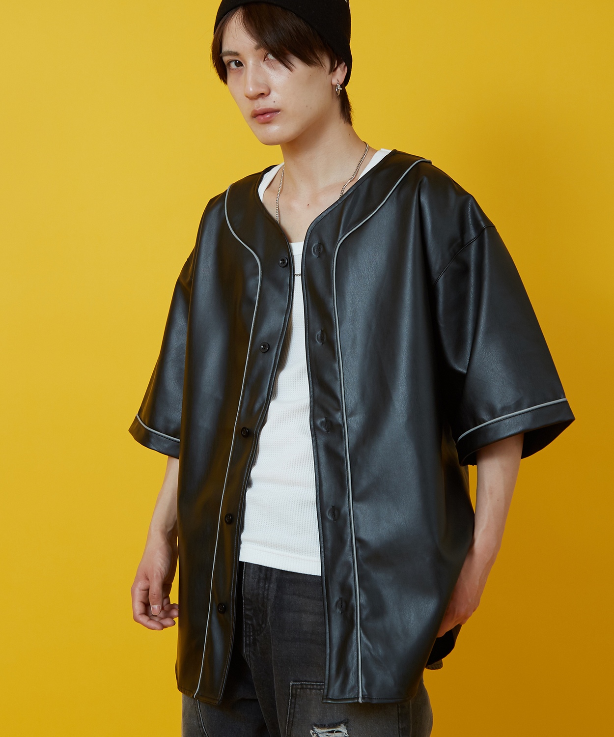 ブルゾン メンズ レディース 合成皮革 ベスボール ジャケット PUレザージャケットシャツ アメカジ カジュアル ストリート スケーター 韓国 | improves | 01