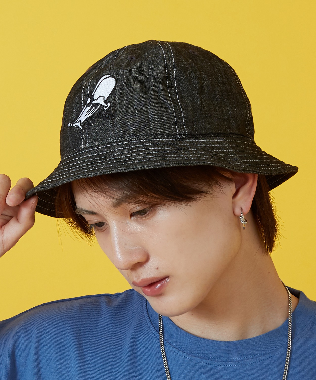 ハット メンズ レディース 帽子 デニム 刺? ロゴ ストリート スケーター スケート アメカジ 古着MIX 韓国ファッション Y2K | improves | 01