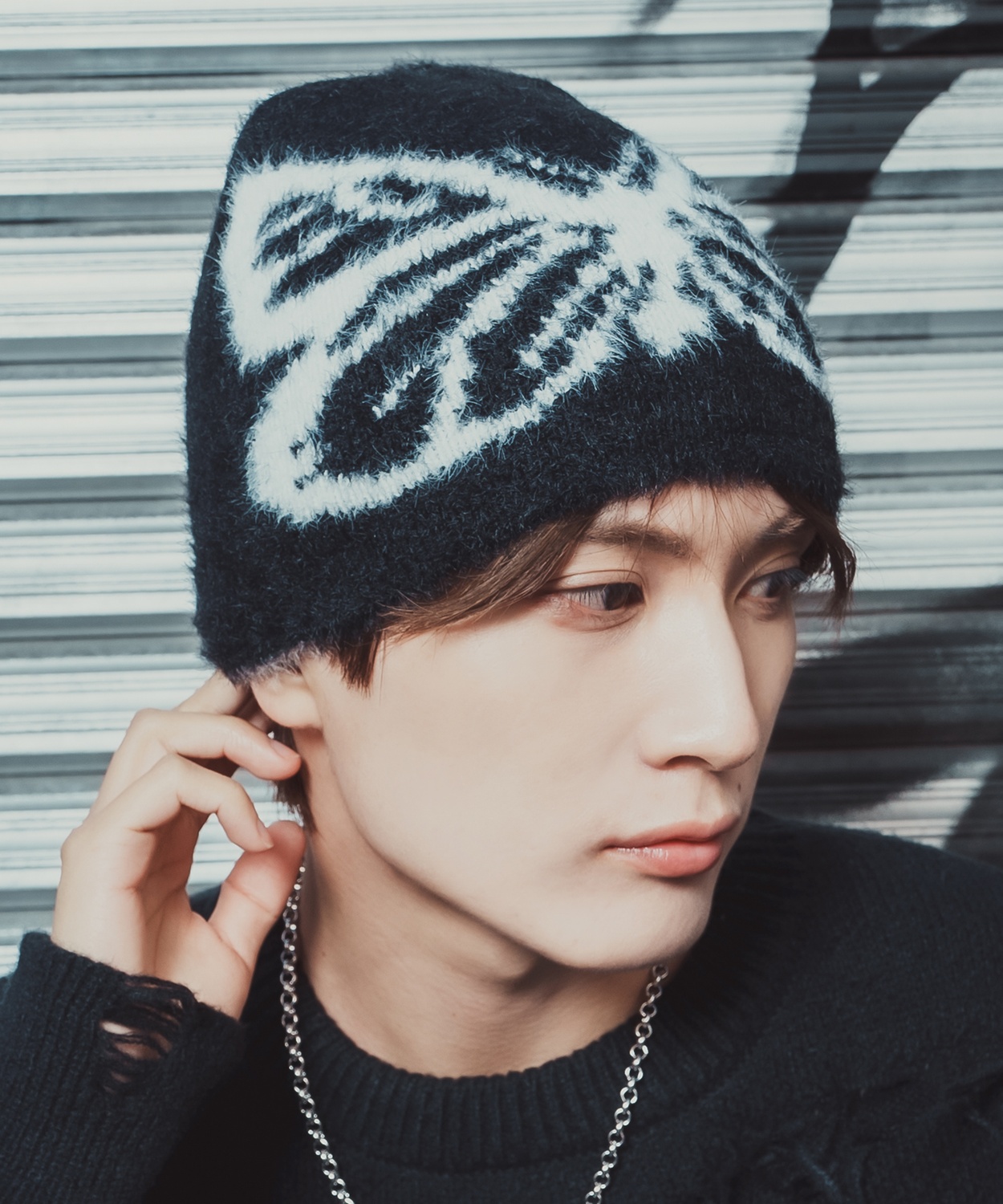 ファービーニー ニット帽 メンズ レディース ふわふわ もこもこ モヘアタッチ シャギーニット ストリート Y2K 韓国ファッション 蝶 蜘蛛の巣 ユニセックス | improves | 03