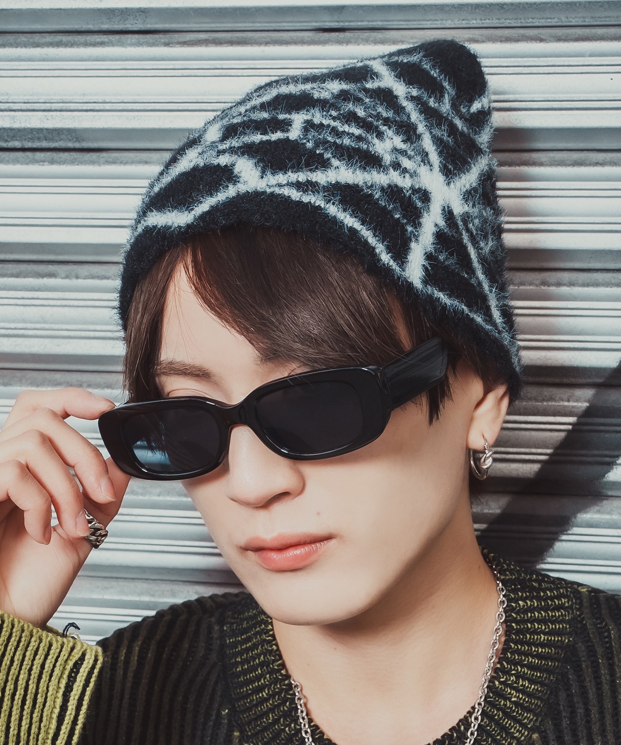 ファービーニー ニット帽 メンズ レディース ふわふわ もこもこ モヘアタッチ シャギーニット ストリート Y2K 韓国ファッション 蝶 蜘蛛の巣 ユニセックス | improves | 06