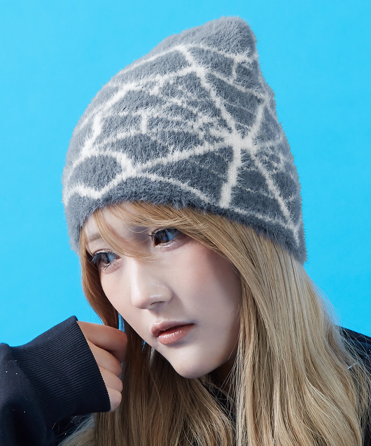 ファービーニー ニット帽 メンズ レディース ふわふわ もこもこ モヘアタッチ シャギーニット ストリート Y2K 韓国ファッション 蝶 蜘蛛の巣 ユニセックス | improves | 05