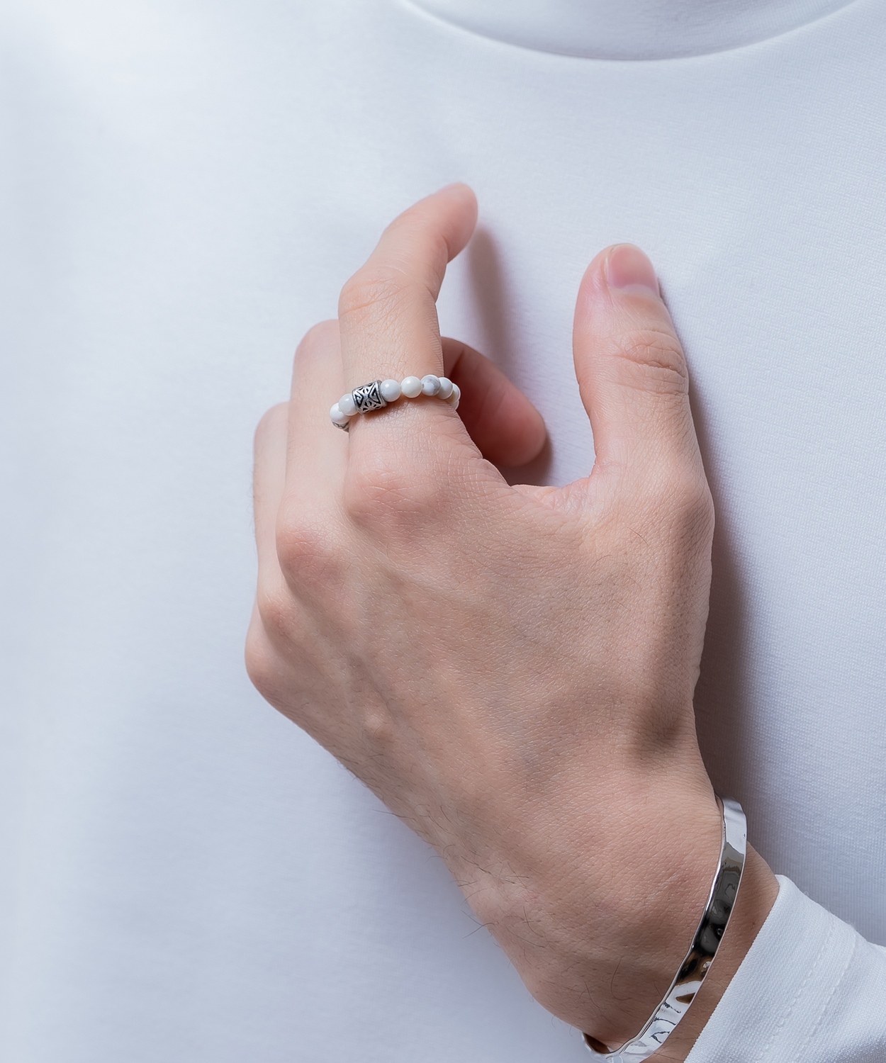 フリーサイズビーズリング メンズ レディース 天然石風 指輪 ビーズ リング アクセサリー ストリート 韓国ファッション ユニセックス エスニック モード ペア | improves | 03