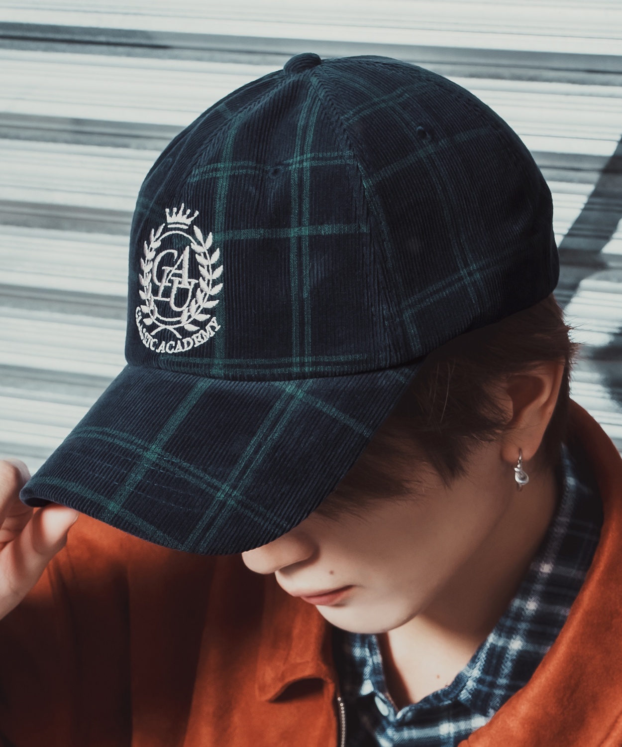 コーデュロイ チェック柄 キャップ ユニセックス ロゴ刺しゅう レトロ カジュアル アメカジ 古着MIX 韓国 ベースボールキャップ 帽子 | improves | 03