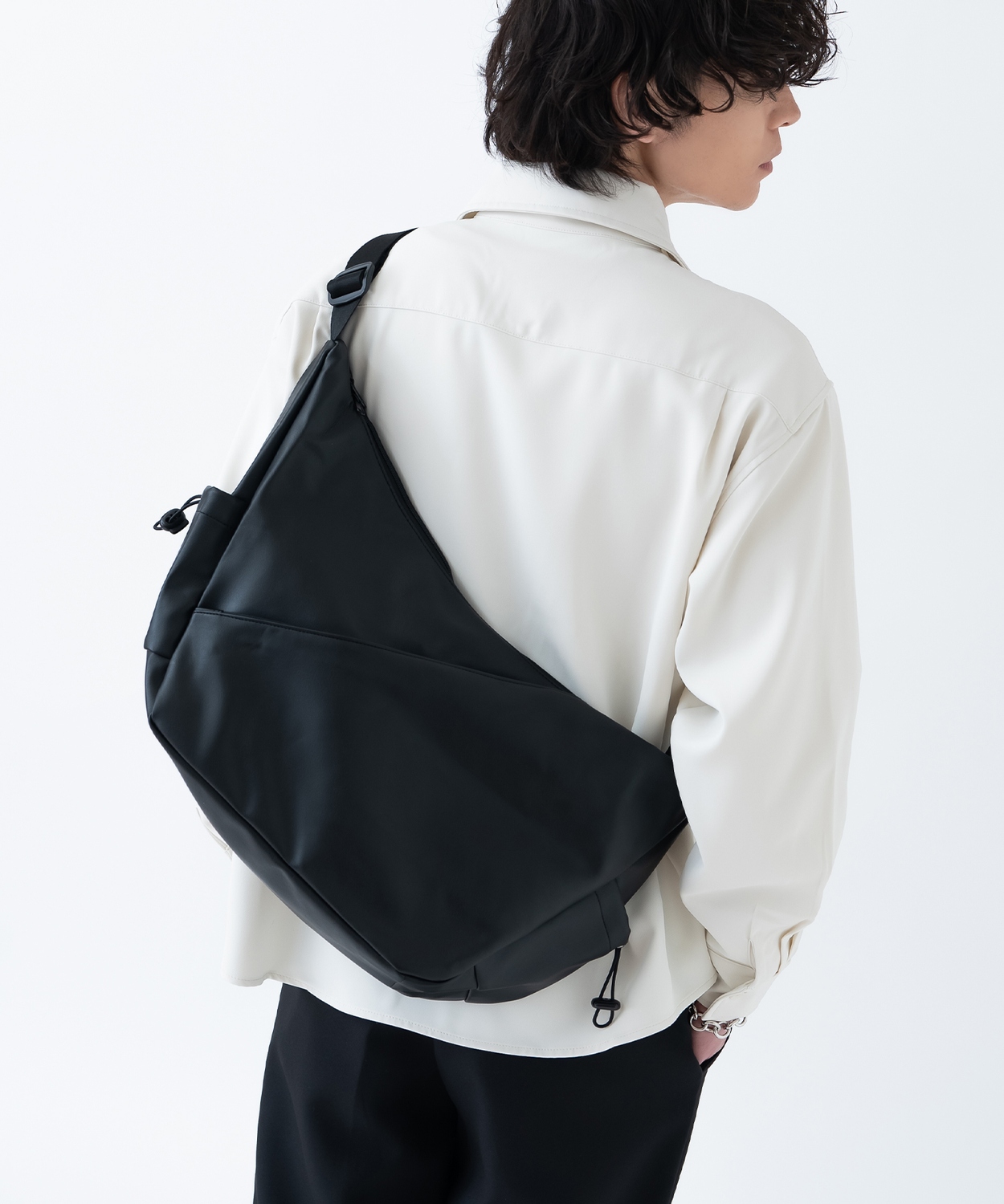 ショルダーバッグ メンズ 合皮 レザー カバン 鞄 通学 通勤 旅行 きれいめ カジュアル 古着MIX 韓国ファッション Y2K ブラック | improves | 01