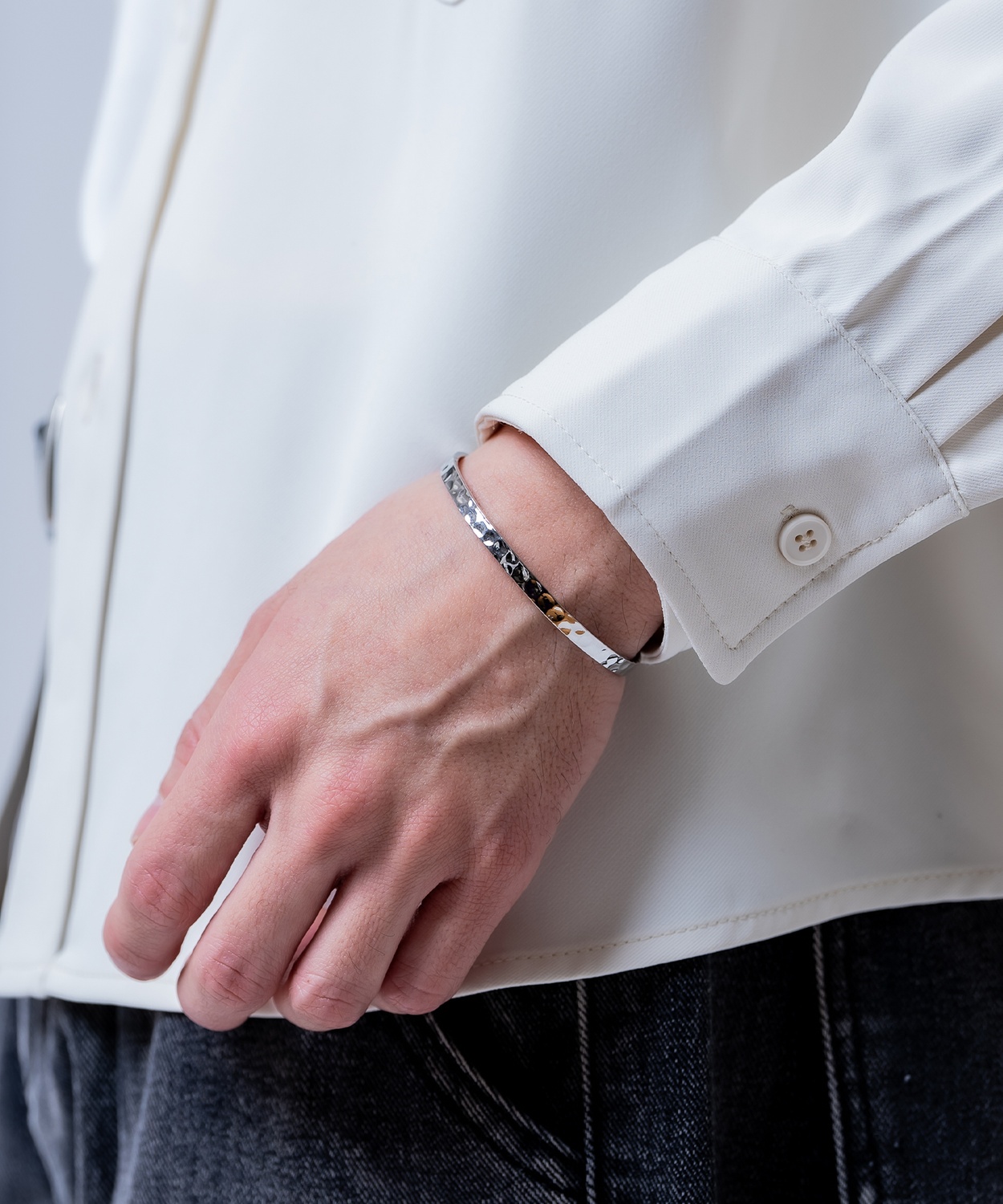 シルバーハーフバングルブレスレット メンズ レディース シルバー ブレスレット バングル アクセサリー シンプル ペア プレゼント ギフト | improves | 02