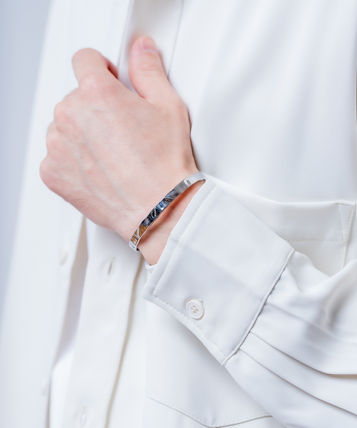 シルバーハーフバングルブレスレット メンズ レディース シルバー ブレスレット バングル アクセサリー シンプル ペア プレゼント ギフト | improves | 03