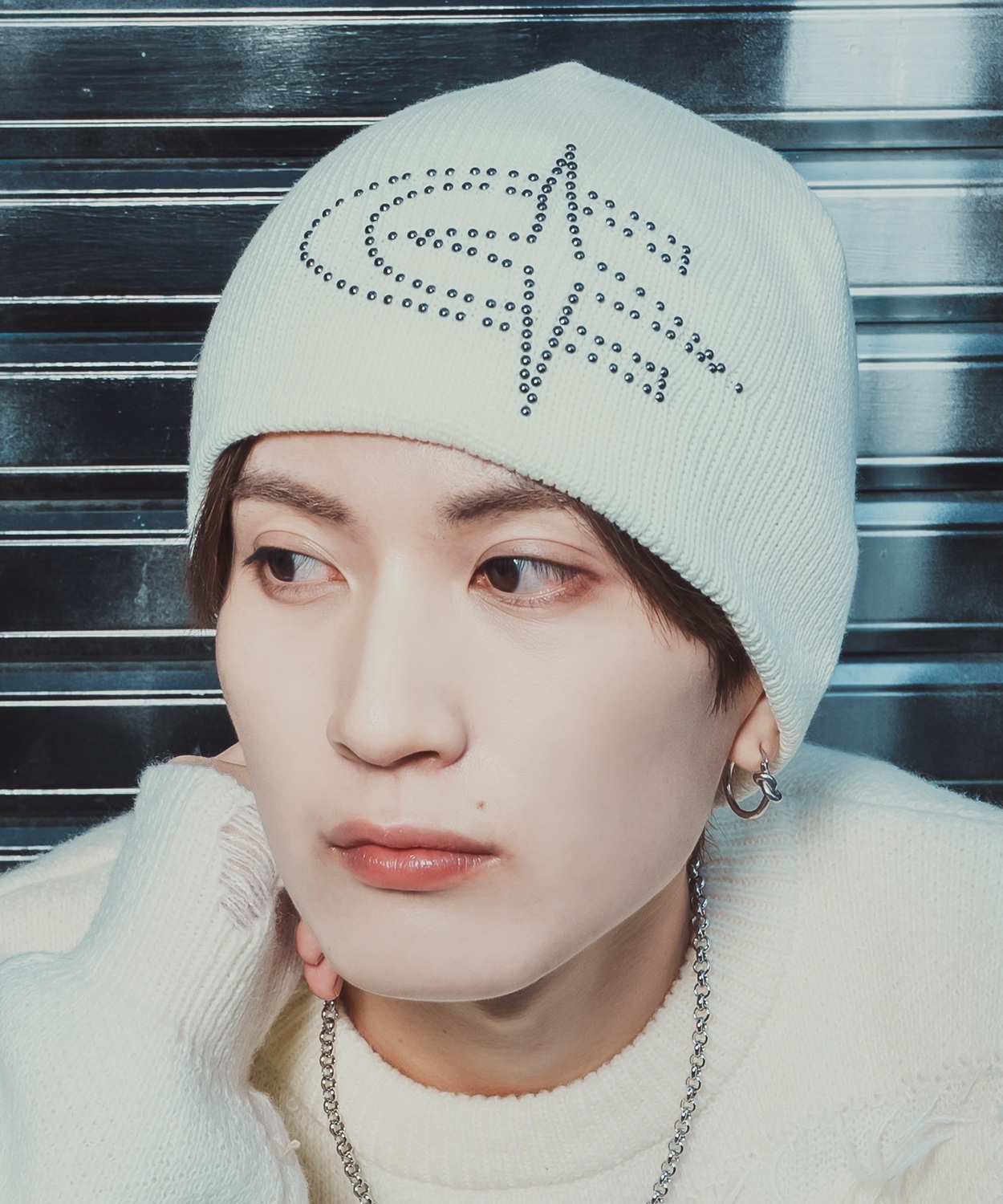 ニット帽 メンズ ニット帽子 ニットキャップ ビーニー 帽子 スタッズロゴ カジュアル ストリート スケーター アメカジ 古着MIX 韓国ファッション | improves | 01