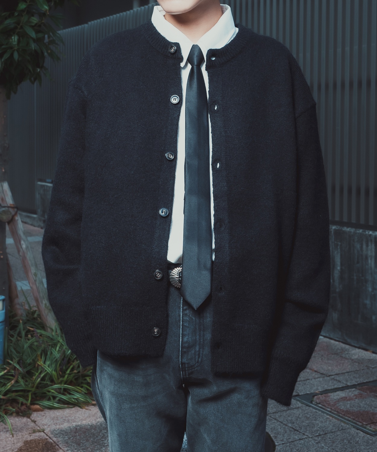 ニットカーディガン メンズ レディース オーバーサイズ ざっくり カーデ ルーズ ビッグシルエット シャギー モヘア Vネック クルーネック 古着MIX 韓国 | improves | 03