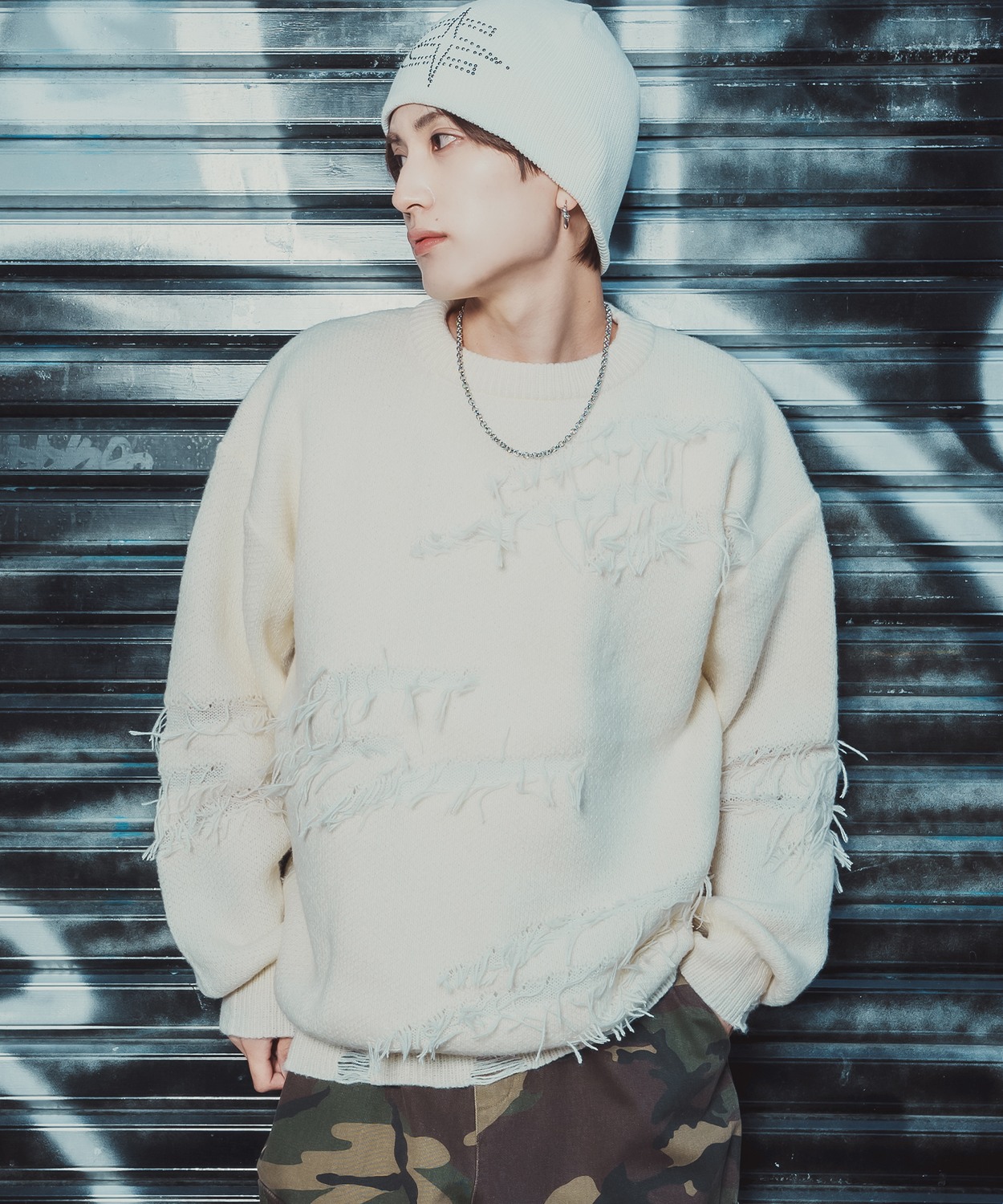 ダメージセーター グランジニット メンズ ストリート系 モード系 トップス セーター 大きめ ルーズシルエット 韓国ファッション 古着MIX | improves | 02