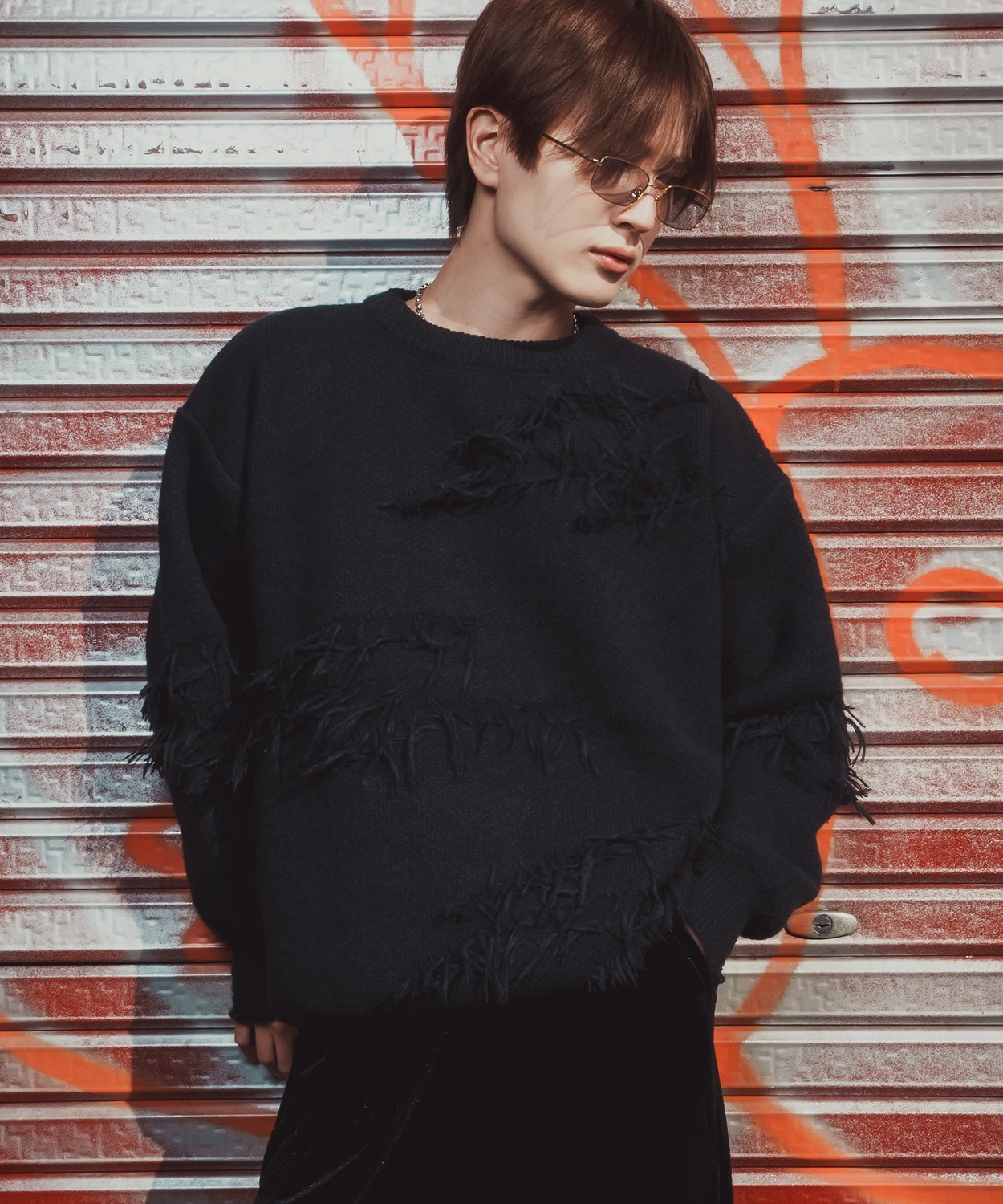 ダメージセーター グランジニット メンズ ストリート系 モード系 トップス セーター 大きめ ルーズシルエット 韓国ファッション 古着MIX | improves | 01