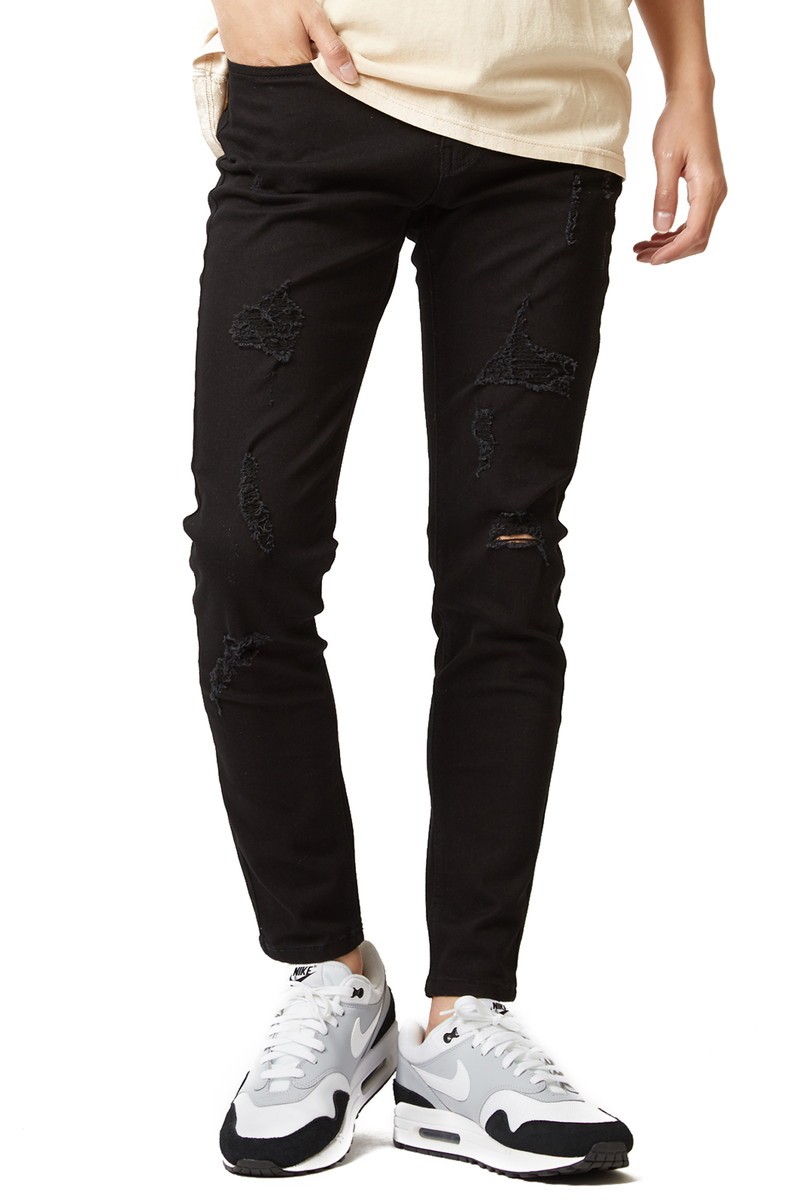 ブラック スキニー デニムパンツ メンズ 黒 ダメージ クラッシュ 加工 ストレッチ スキニー デニム スキニーパンツ ジーンズ ジーパン Improves インプローブス 通販 Yahoo ショッピング