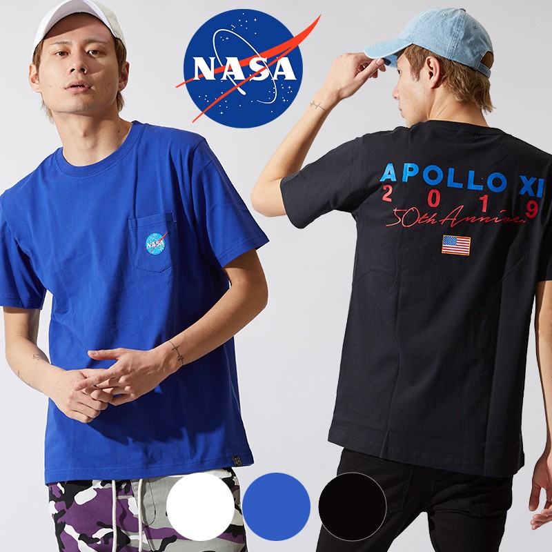 NASAプリントポケット付Tシャツ