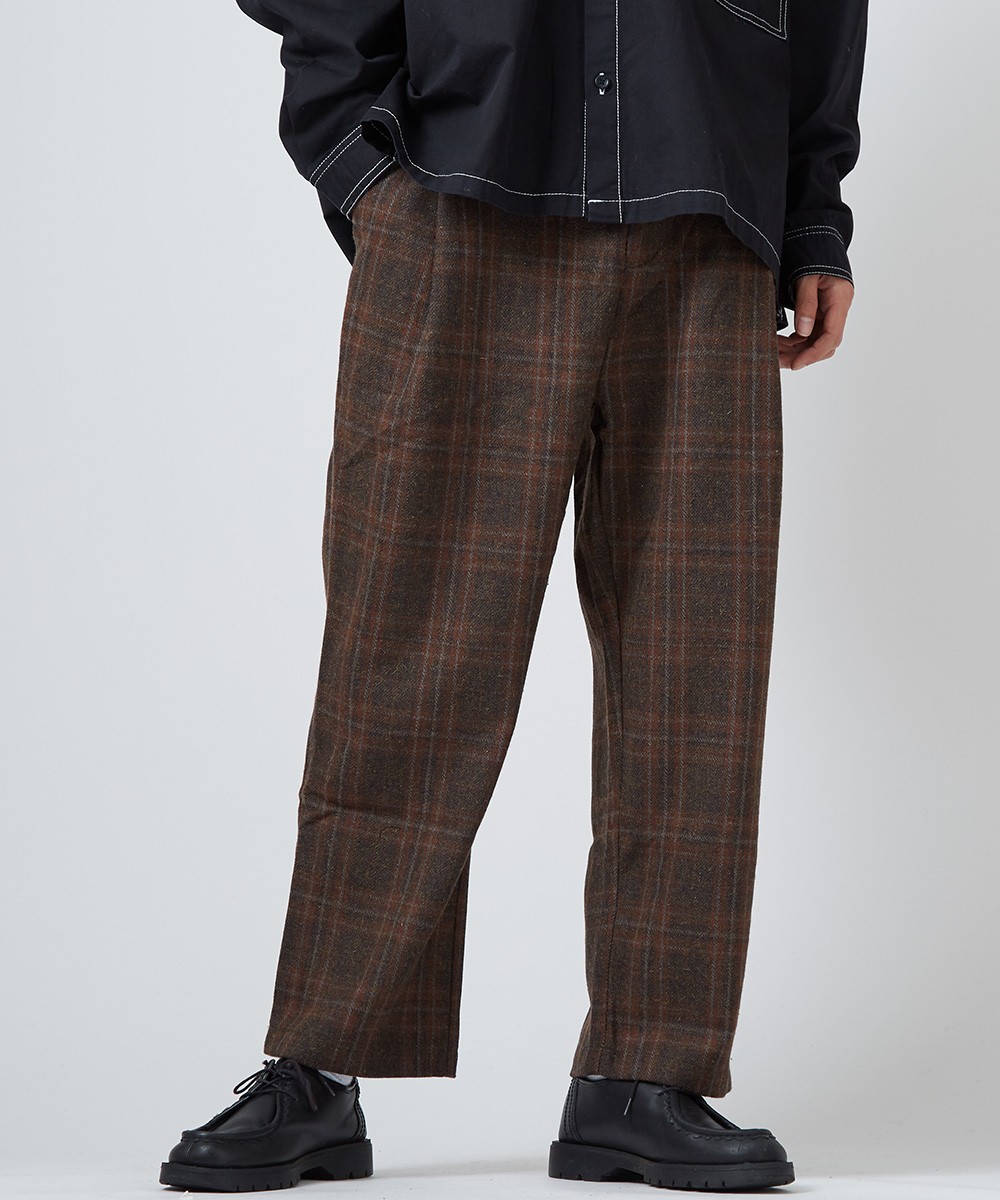 ウールパンツ メンズ ワイドパンツ チェックパンツ スラックス チェック柄 ワイドシルエット 大きいサイズ あったかパンツ 暖かい Improves Improves インプローブス 通販 Yahoo ショッピング