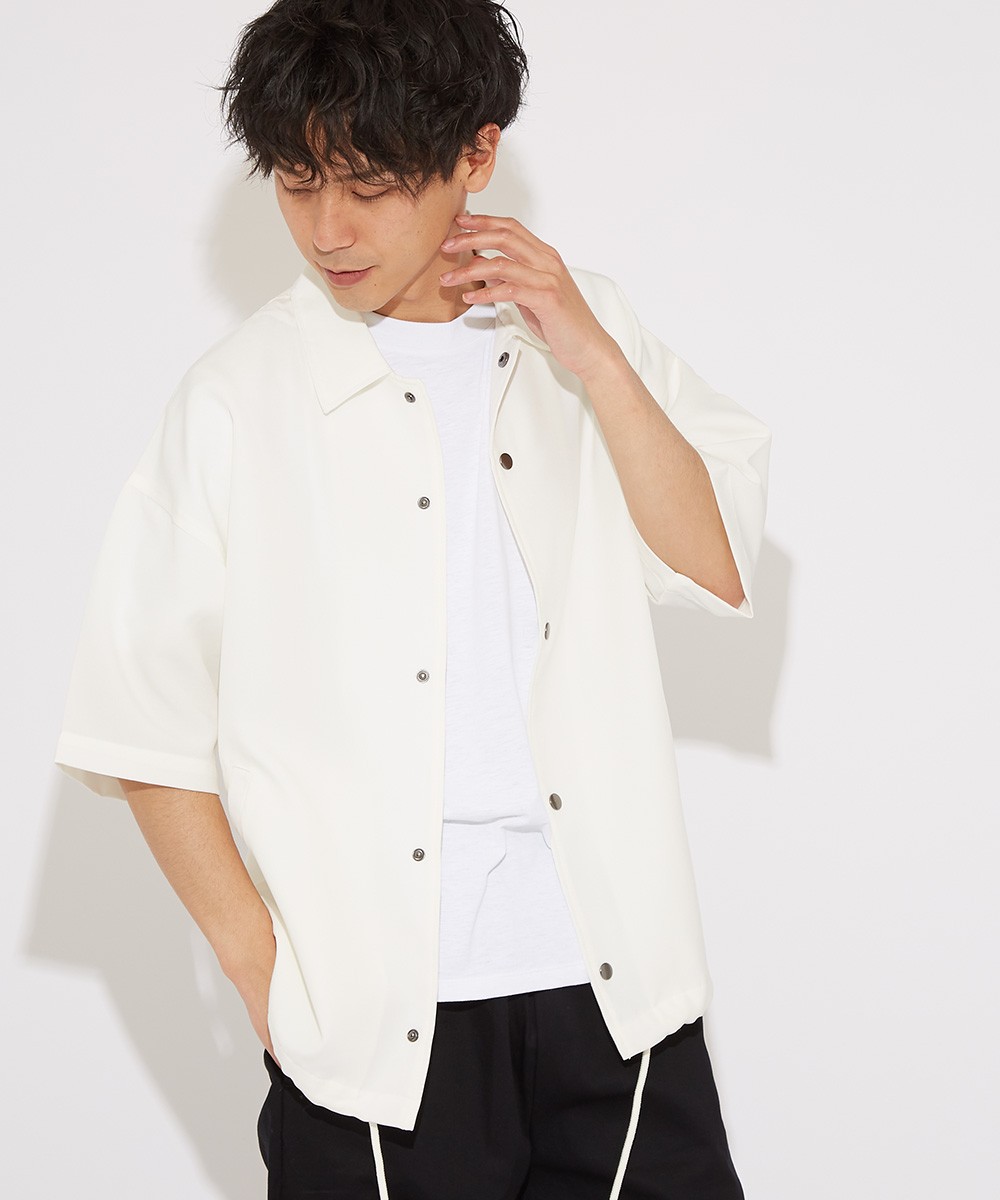 半袖シャツ メンズ シャツジャケット コーチジャケット ビッグシャツ 無地 シンプル ゆったり 大きいサイズ ビッグシルエット オーバーサイズ 白 黒 Improves Improves インプローブス 通販 Yahoo ショッピング