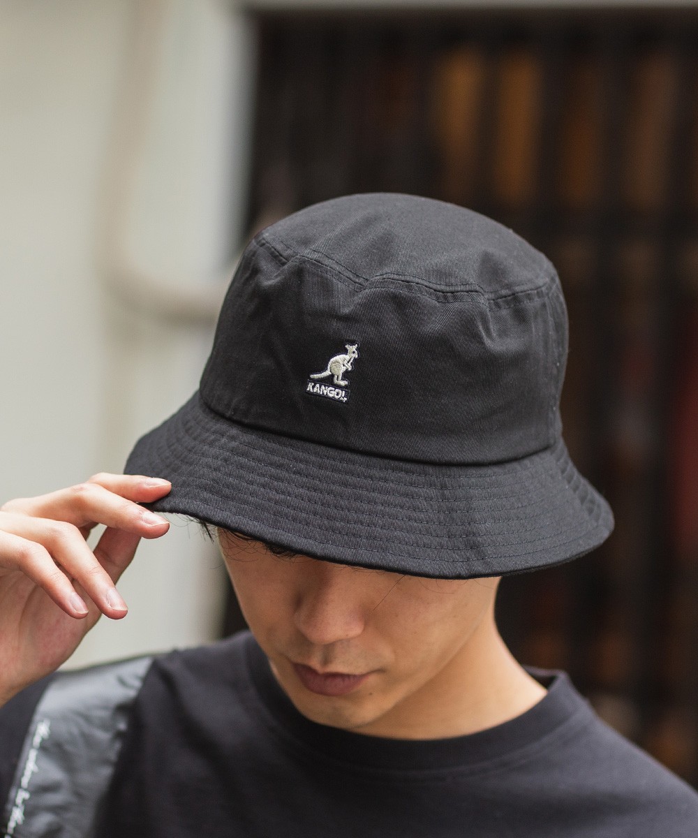KANGOL（カンゴール） バケットハット メンズ 刺繍 ロゴ 黒 白 ハット