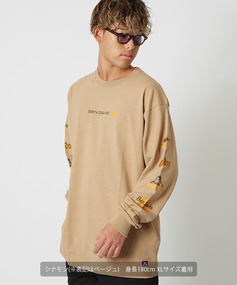 BEN DAVIS（ベンデイビス） Tシャツ メンズ 長袖 プリント ロンT