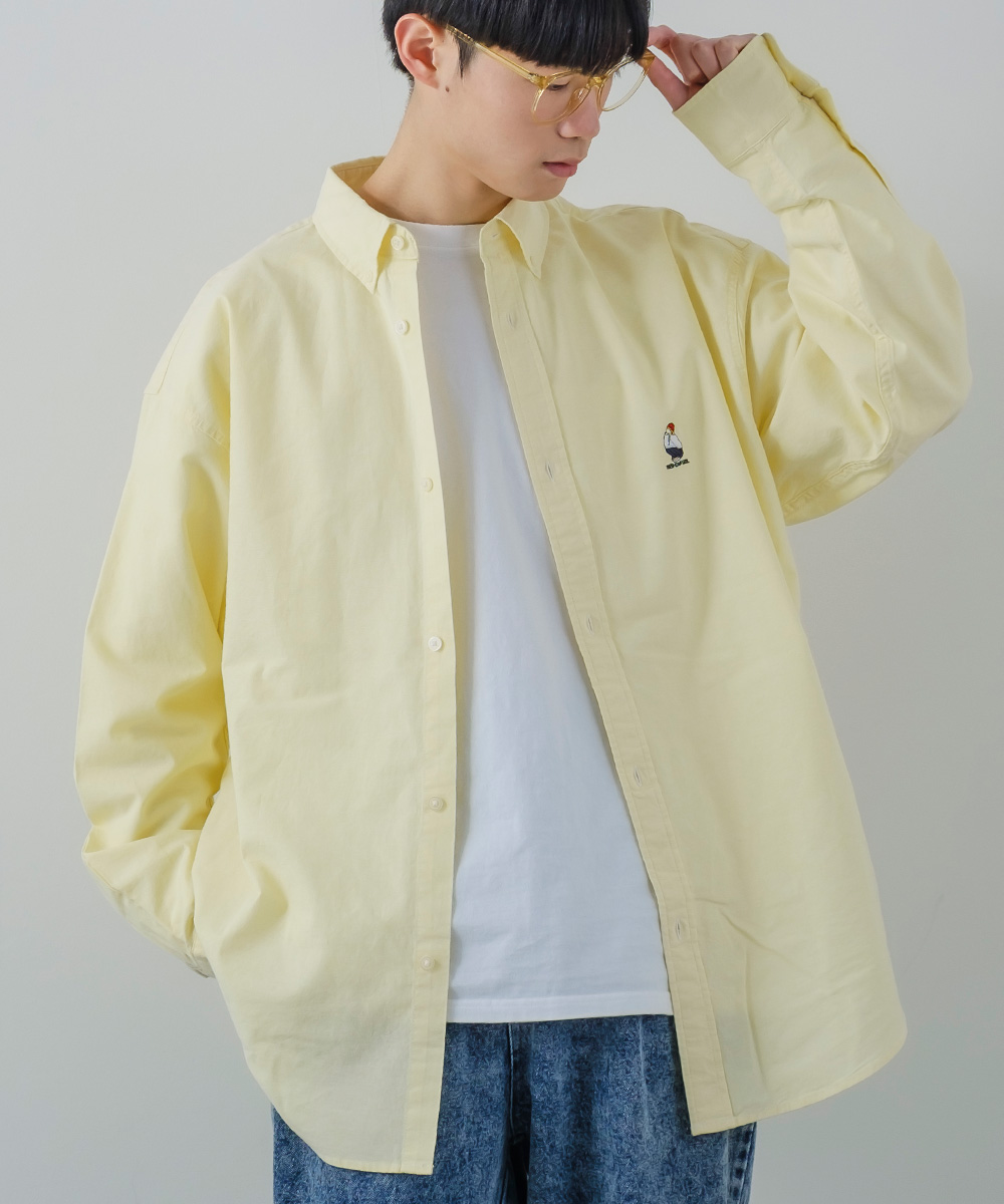 ワンポイント刺しゅう オックスシャツ メンズ 長袖 ストライプ ボタンダウン オーバーシャツ レギュラーシャツ きれいめ カジュアル モード 韓国ファッション |  | 02