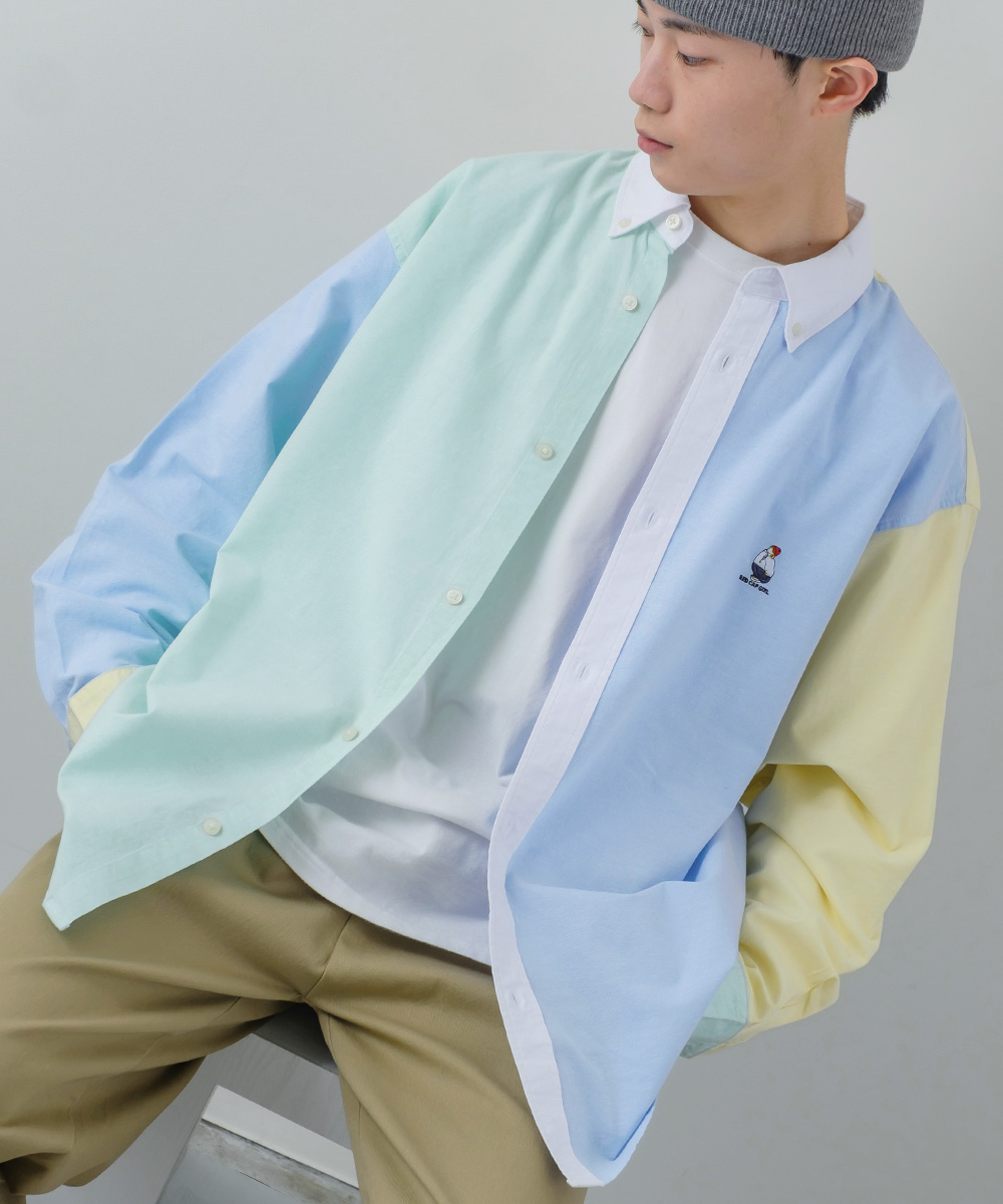 ワンポイント刺しゅう オックスシャツ メンズ 長袖 ストライプ ボタンダウン オーバーシャツ レギュラーシャツ きれいめ カジュアル モード 韓国ファッション |  | 05