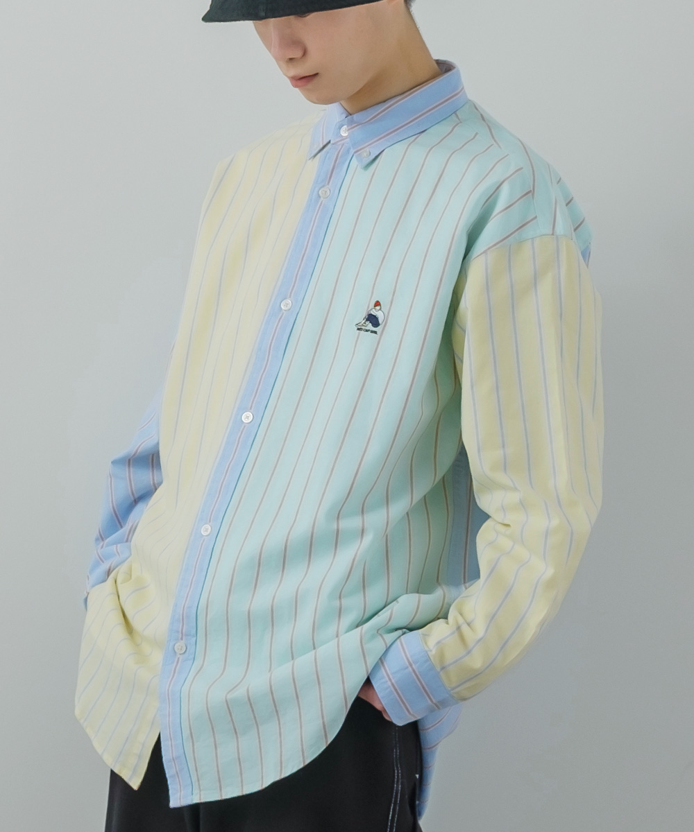 ワンポイント刺しゅう オックスシャツ メンズ 長袖 ストライプ ボタンダウン オーバーシャツ レギュラーシャツ きれいめ カジュアル モード 韓国ファッション |  | 09