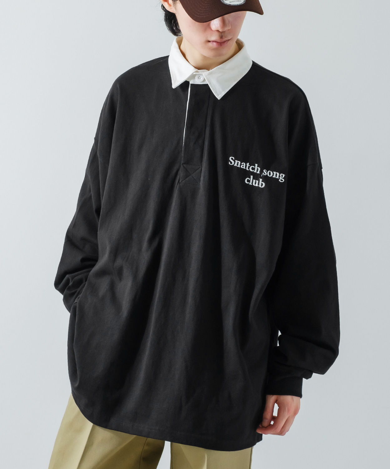 ポロシャツ メンズ ヘビーウエイト ラガーシャツ 長袖 刺しゅう ロゴ ワンポイント オーバーサイズ 大きいサイズ ゆったり ゲームシャツ アメカジ | improves | 03