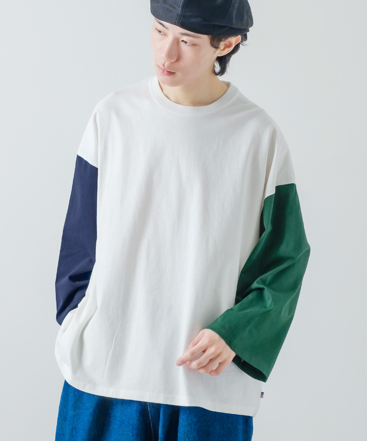 長袖Tシャツ メンズ USコットン 無地 ロンT クレイジー袖 ビッグTシャツ カットソー オーバーサイズ 大きめ シンプル カジュアル アメカジ ストリート | improves | 02