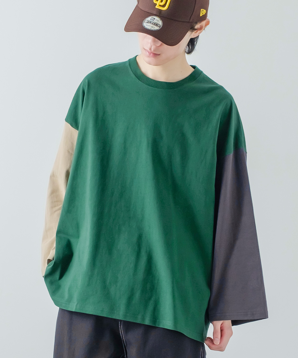長袖Tシャツ メンズ USコットン 無地 ロンT クレイジー袖 ビッグTシャツ カットソー オーバーサイズ 大きめ シンプル カジュアル アメカジ ストリート | improves | 06