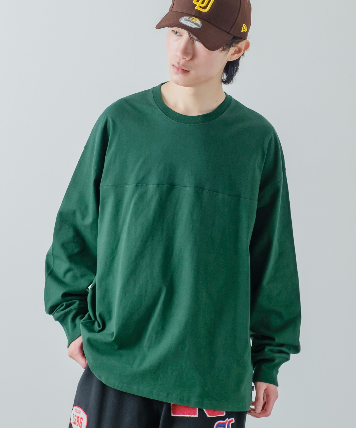 長袖Tシャツ メンズ USコットン 無地 ロンT フットボールTシャツ カットソー ポケT オーバーサイズ 大きめ シンプル カジュアル アメカジ ストリート | improves | 07