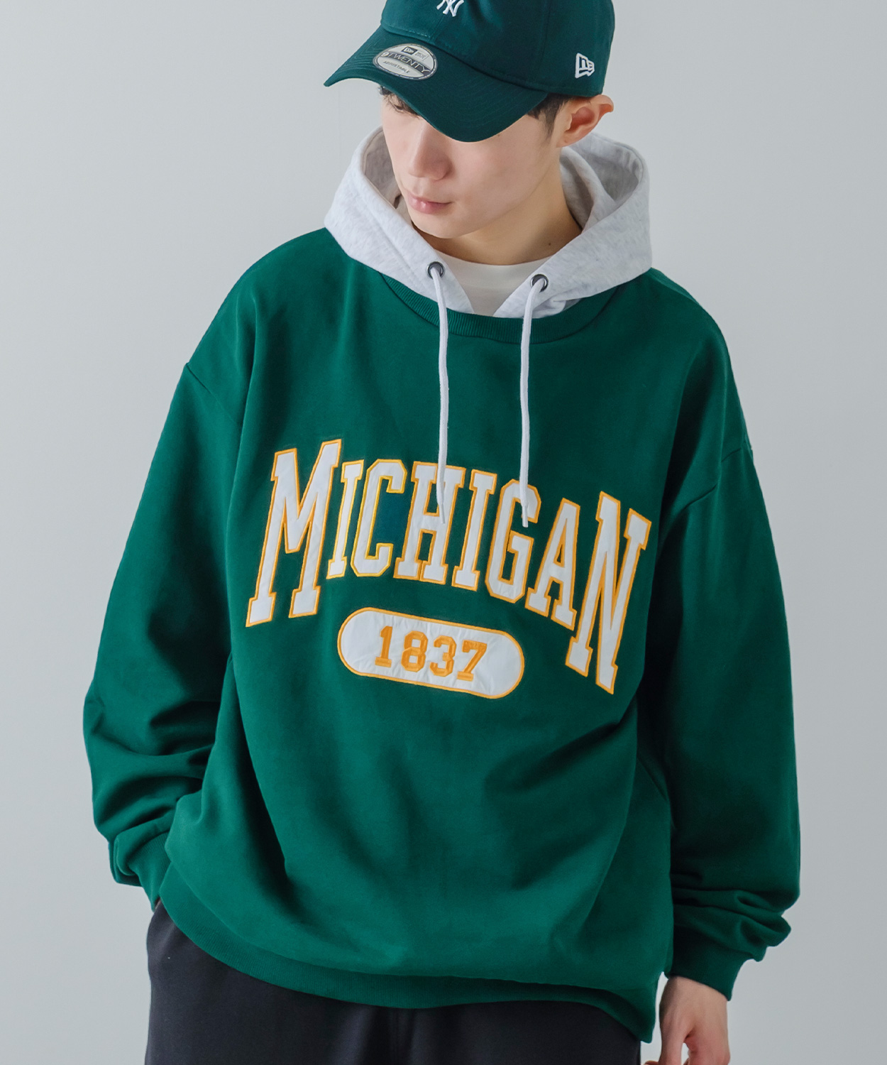 パーカー メンズ スウェット カレッジ ロゴ 刺しゅう 裏毛 トレーナー スエット ビッグシルエット オーバーサイズ 古着MIX スポーティー ストリート | improves | 02