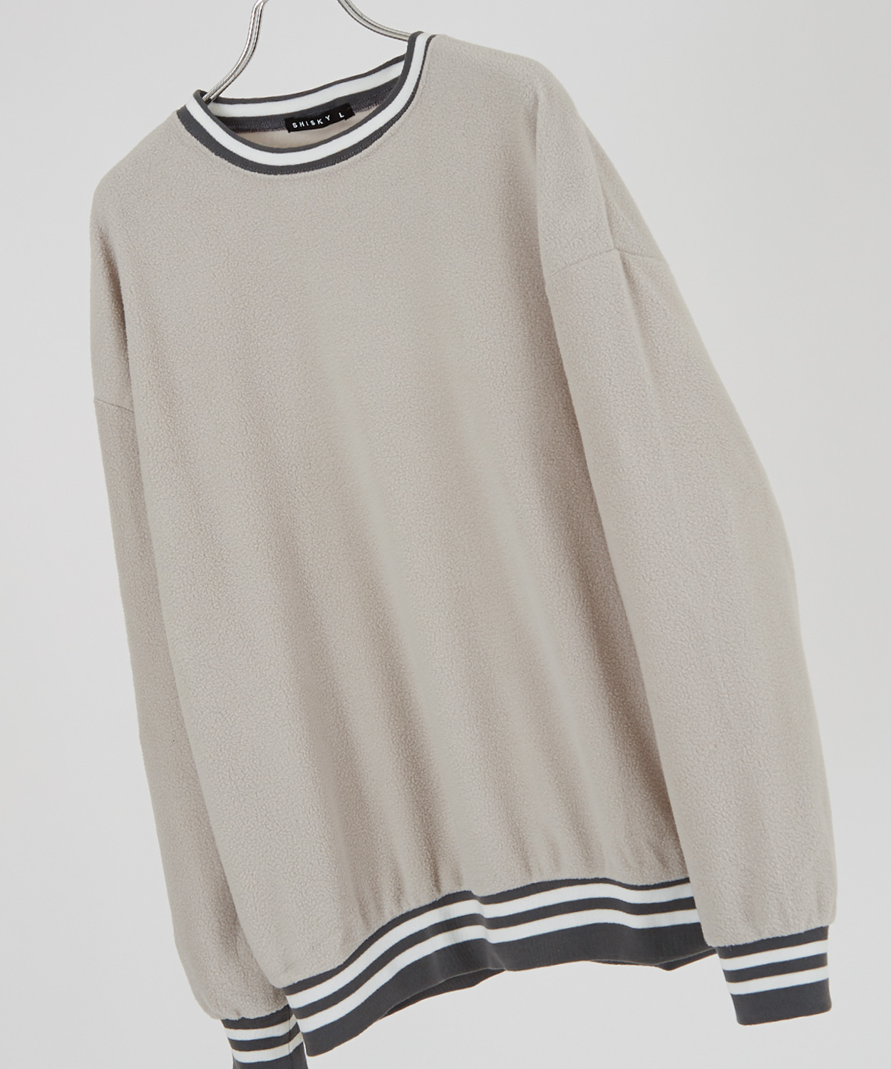 トレーナー メンズ フリース ラインリブ クルーネック プルオーバーシャツ オーバーサイズ ゆったり 大きいサイズ ストリート 韓国ファッション | improves | 01