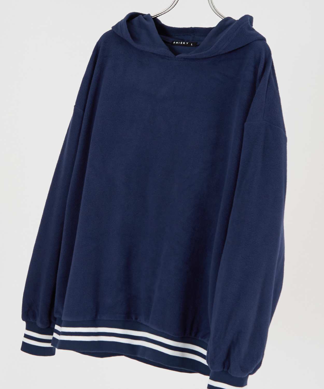 パーカー メンズ フリース ラインリブ クルーネック プルオーバー フーディ ビッグシルエット ゆったり 大きいサイズ ストリート 韓国ファッション 古着MIX | improves | 04